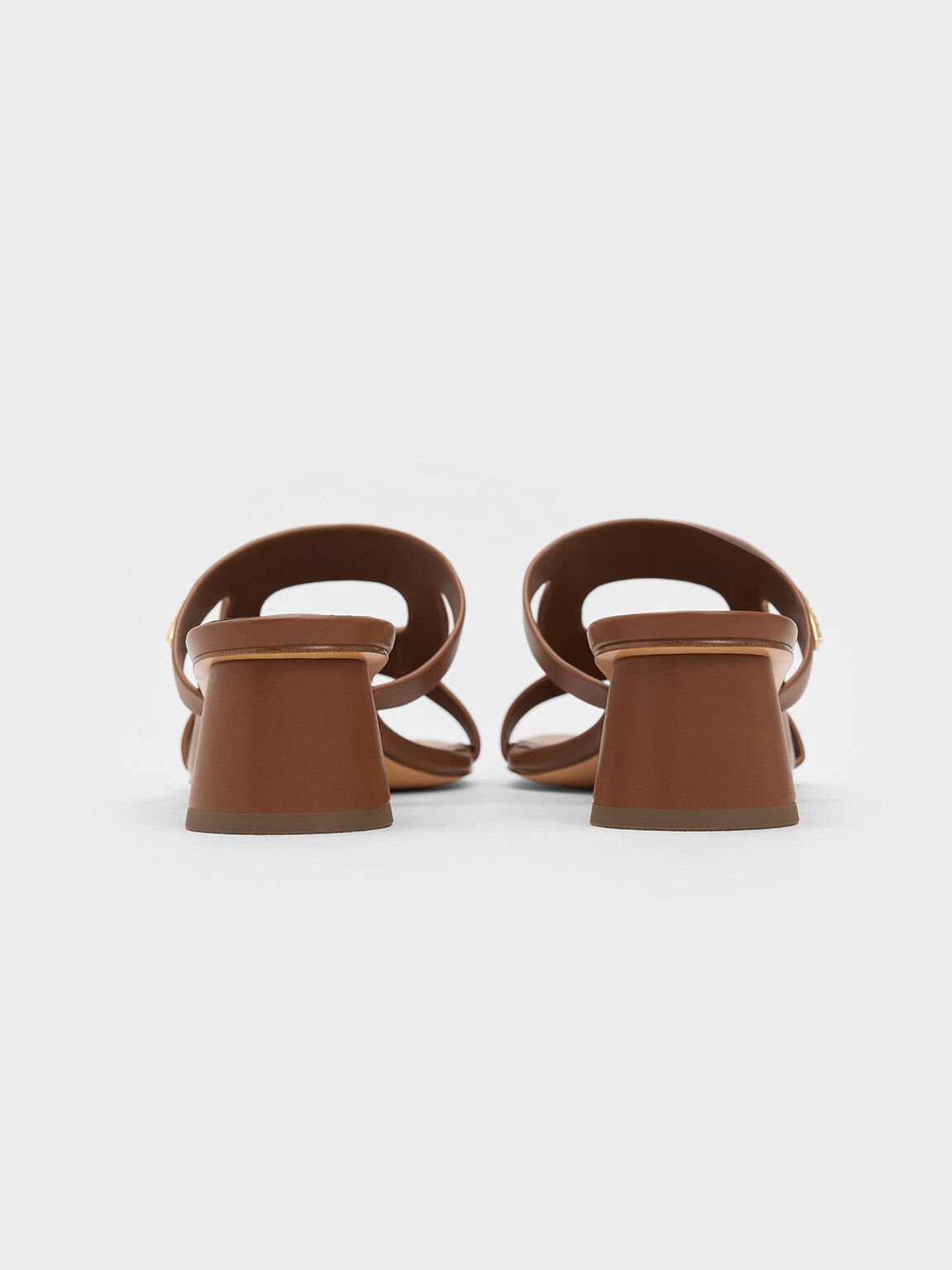 Cut-Out Cylinder-Heel Mules, Caramel, hi-res