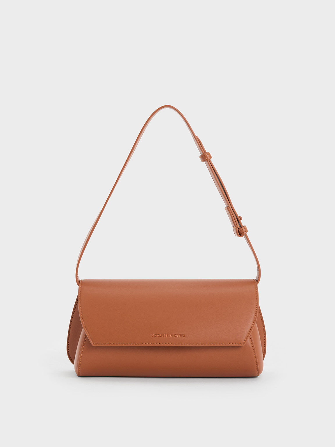 Taupe Front Flap Top Handle Crossbody Bag - CHARLES & KEITH IT