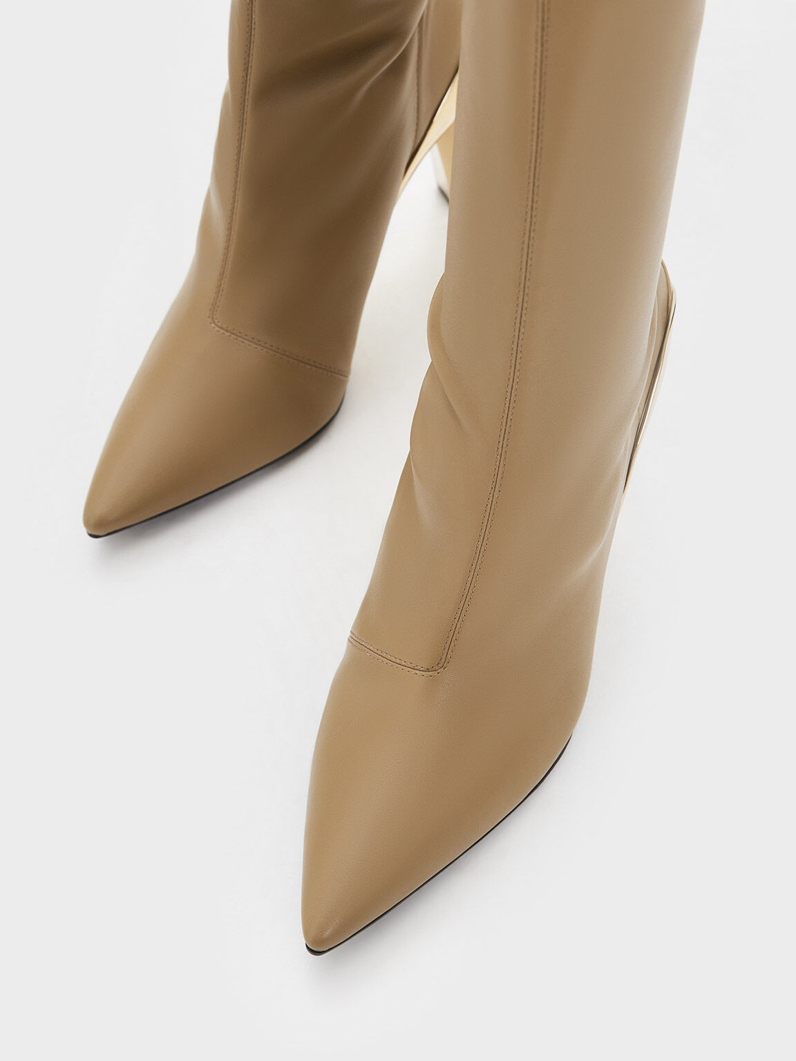 Devon Metallic Blade-Heel Ankle Boots, Taupe, hi-res