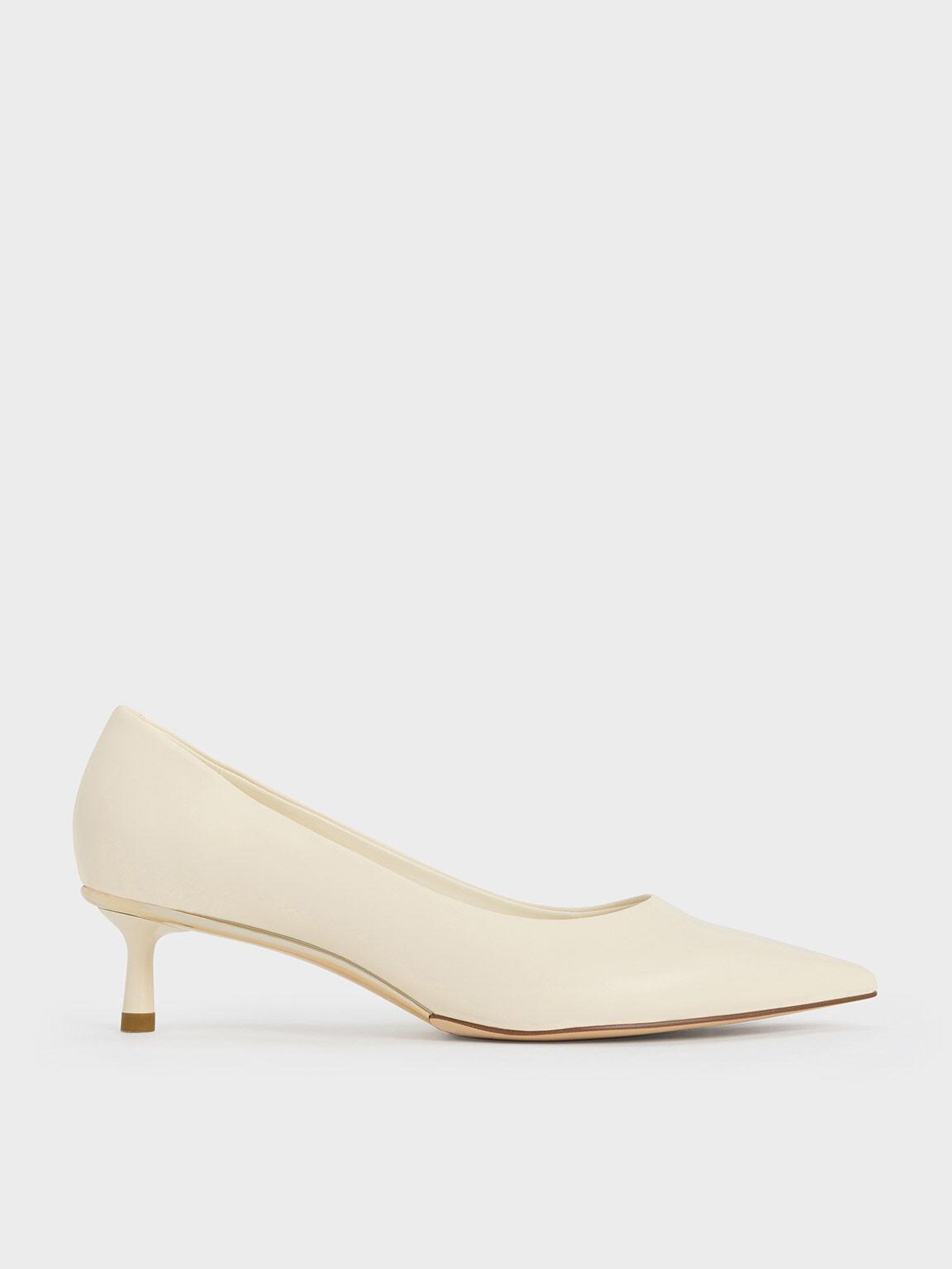 White leather sale kitten heel pumps