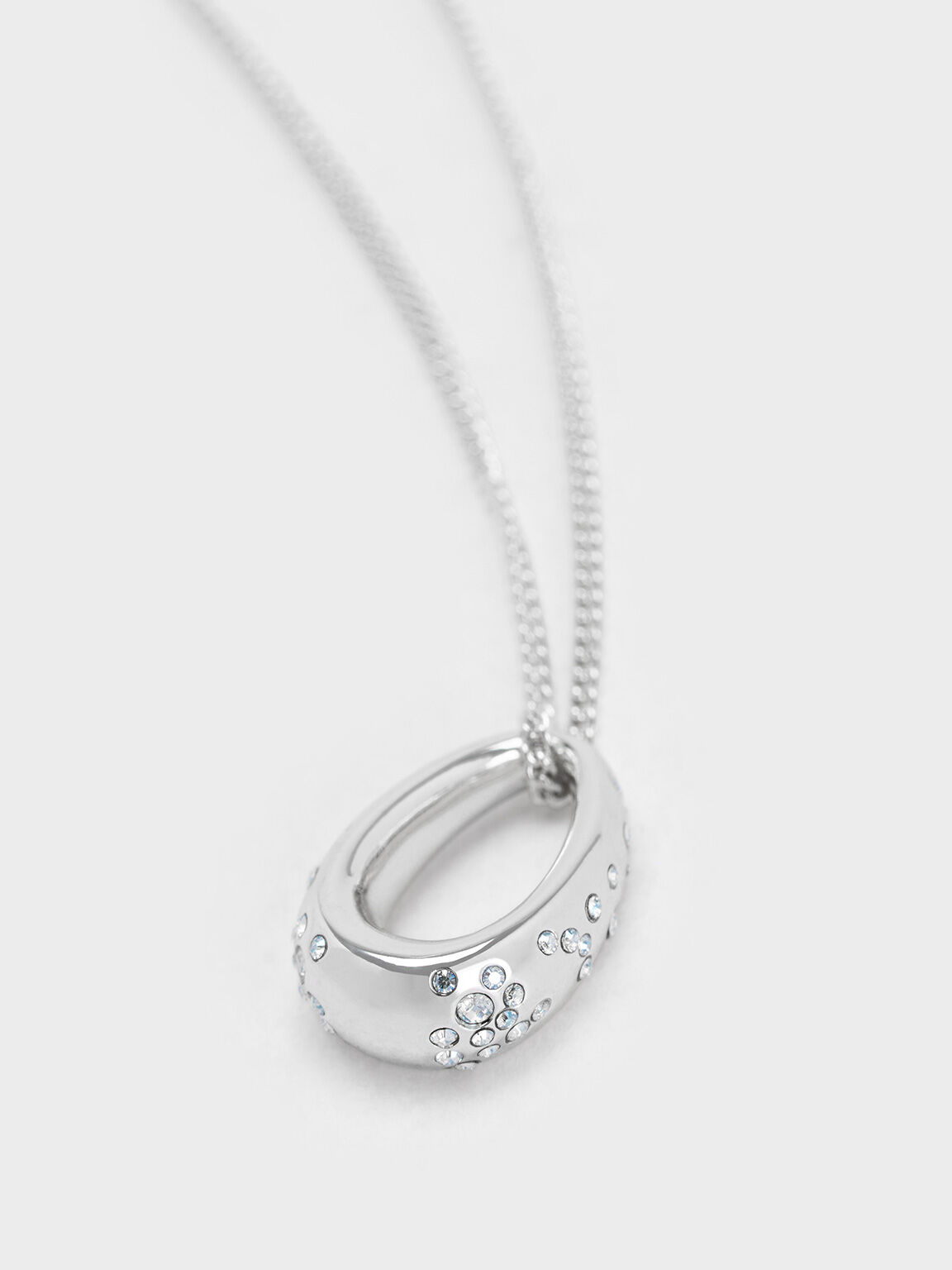 Reverie Crystal Teardrop Necklace, Silver, hi-res