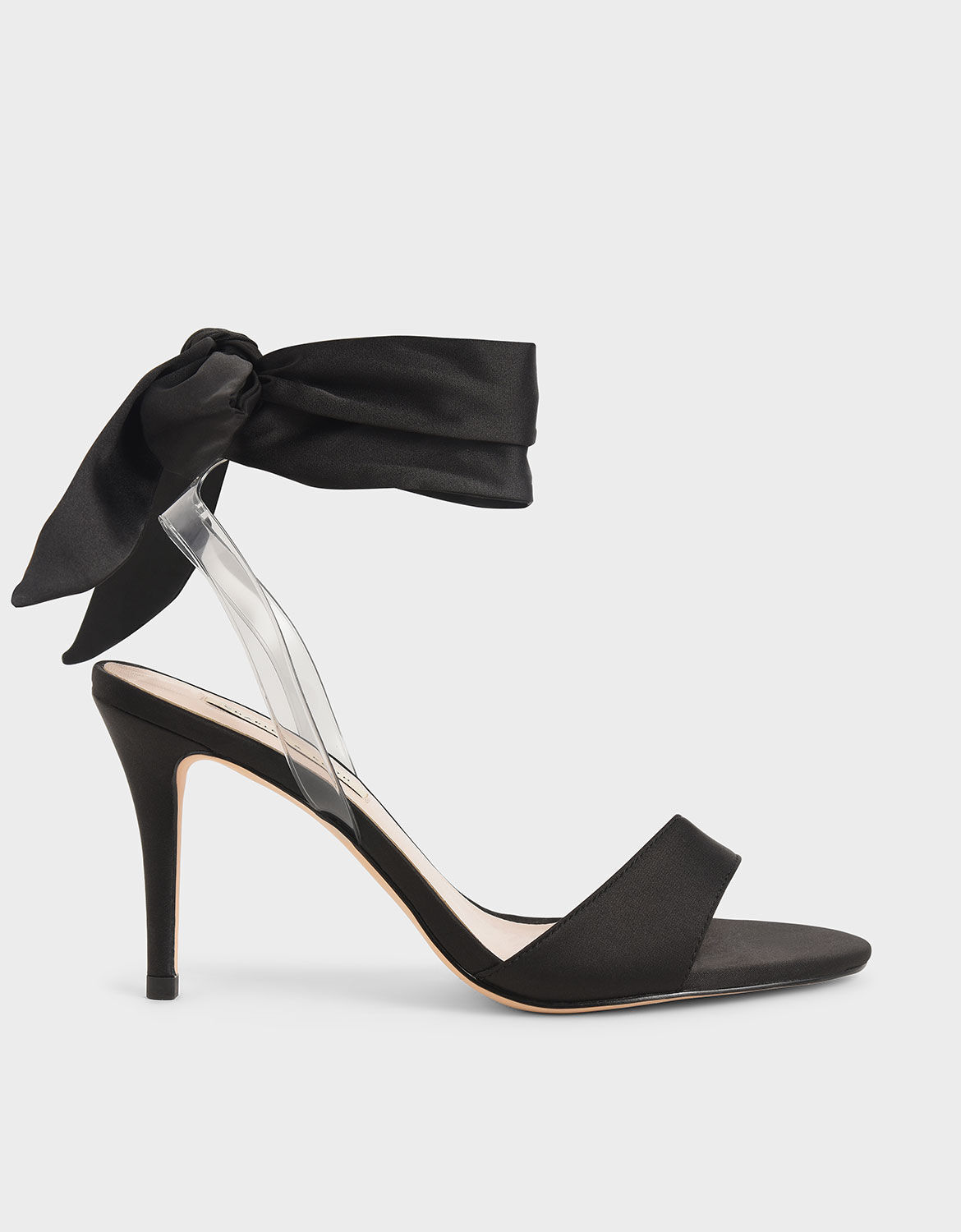 black heels with ribbon ankle tie