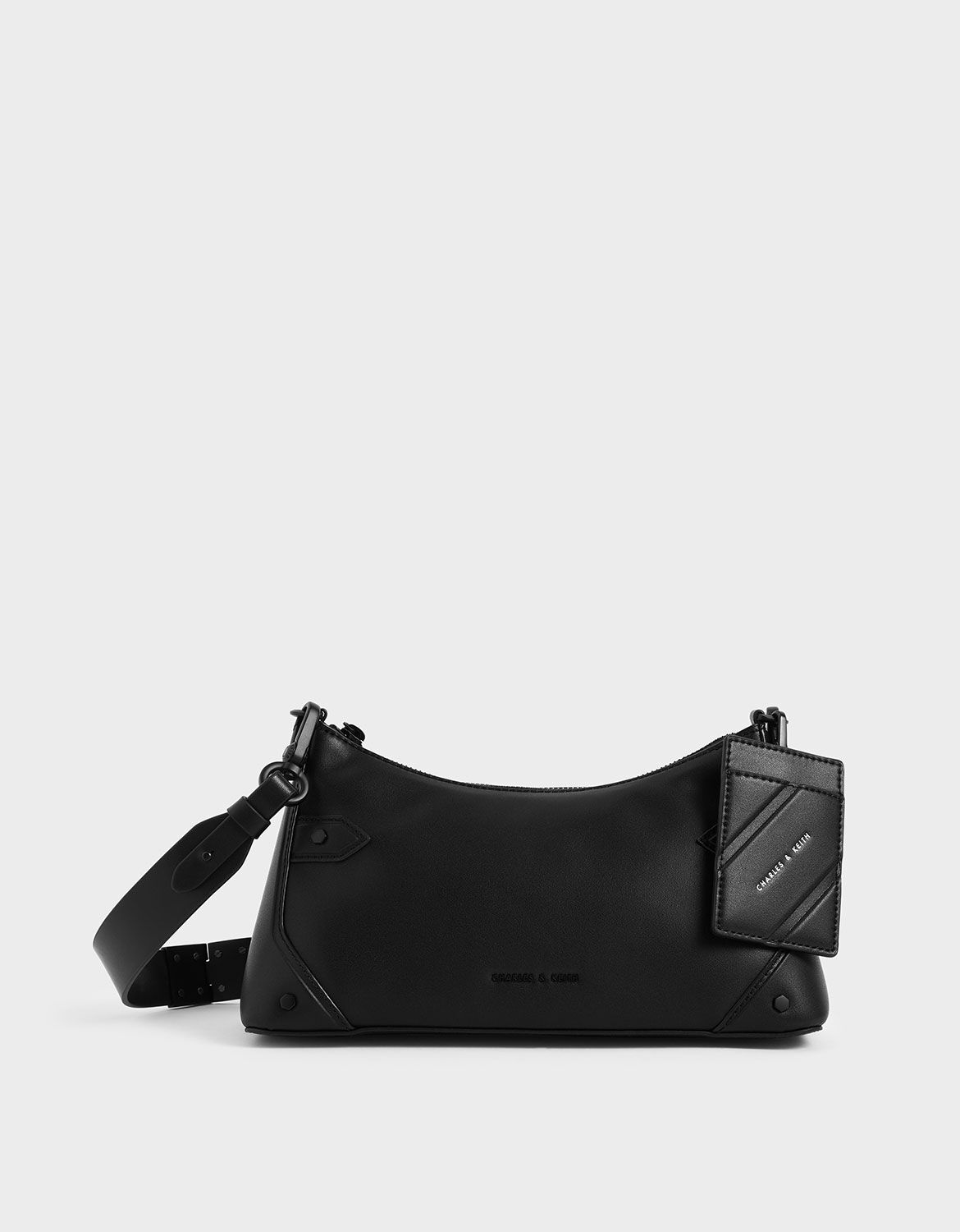 Ultra Matte Black Chain Handle Shoulder Bag | CHARLES & KEITH