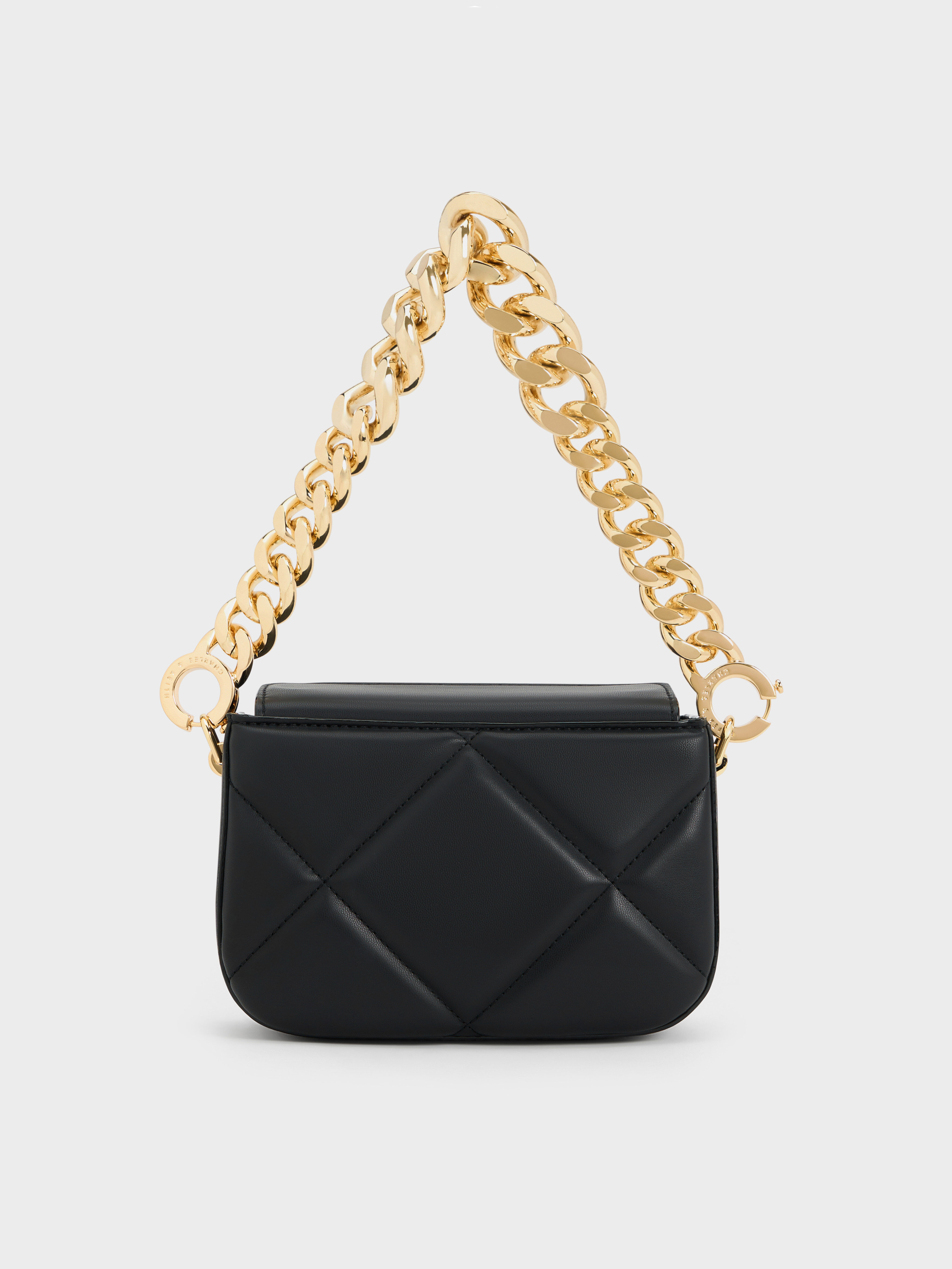 Mini Danika Chunky Chain Padded Bag, Black, hi-res