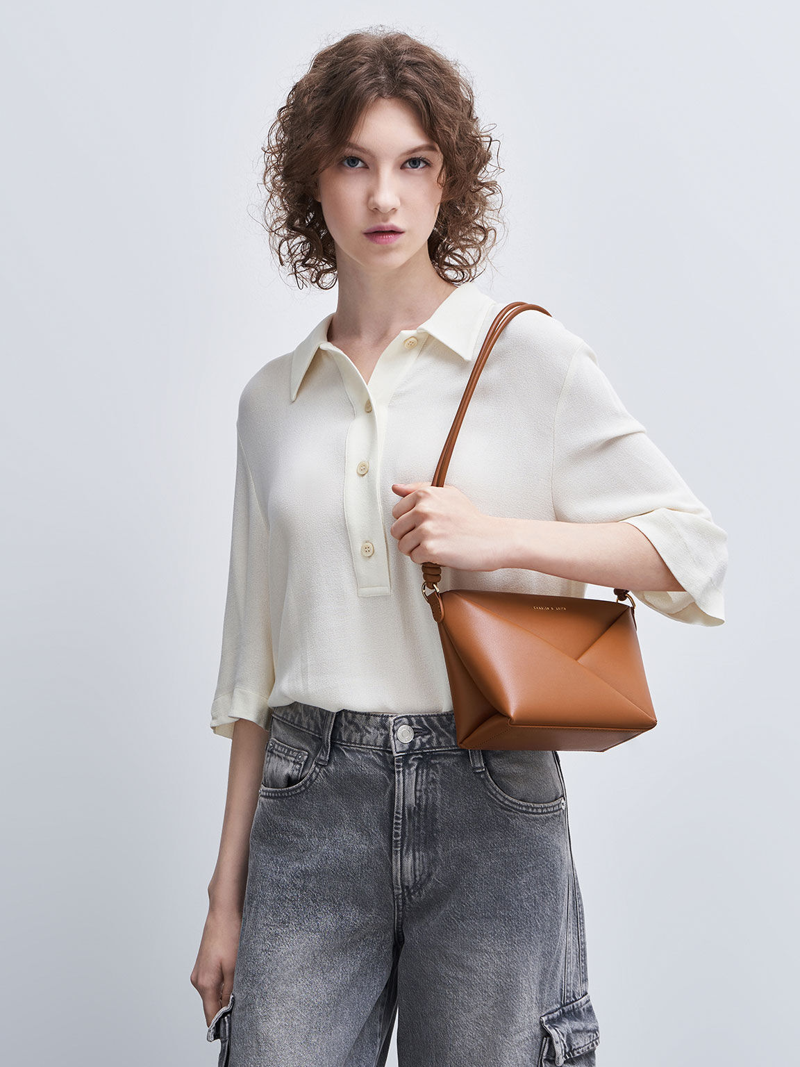 Midori Geometric Crossbody Bag, Tan, hi-res