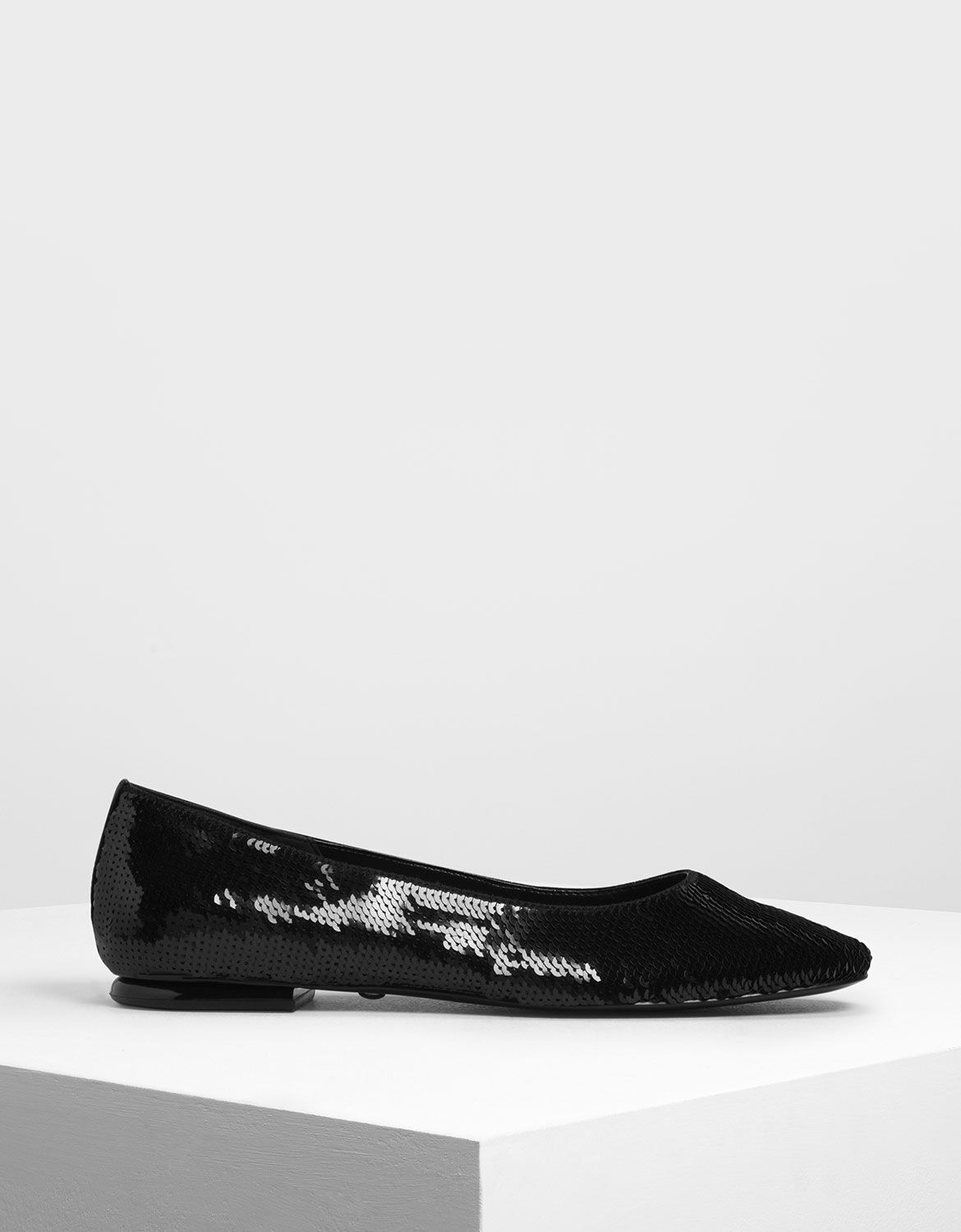 flat black sequin shoes