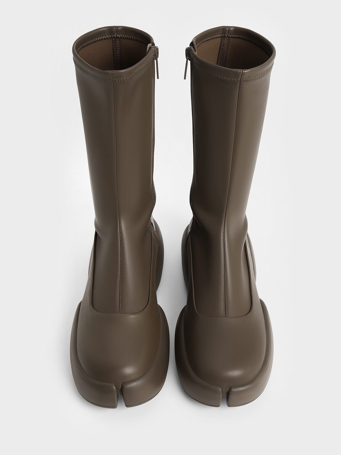 Jamie Side-Zip Platform Calf Boots, Dark Brown, hi-res