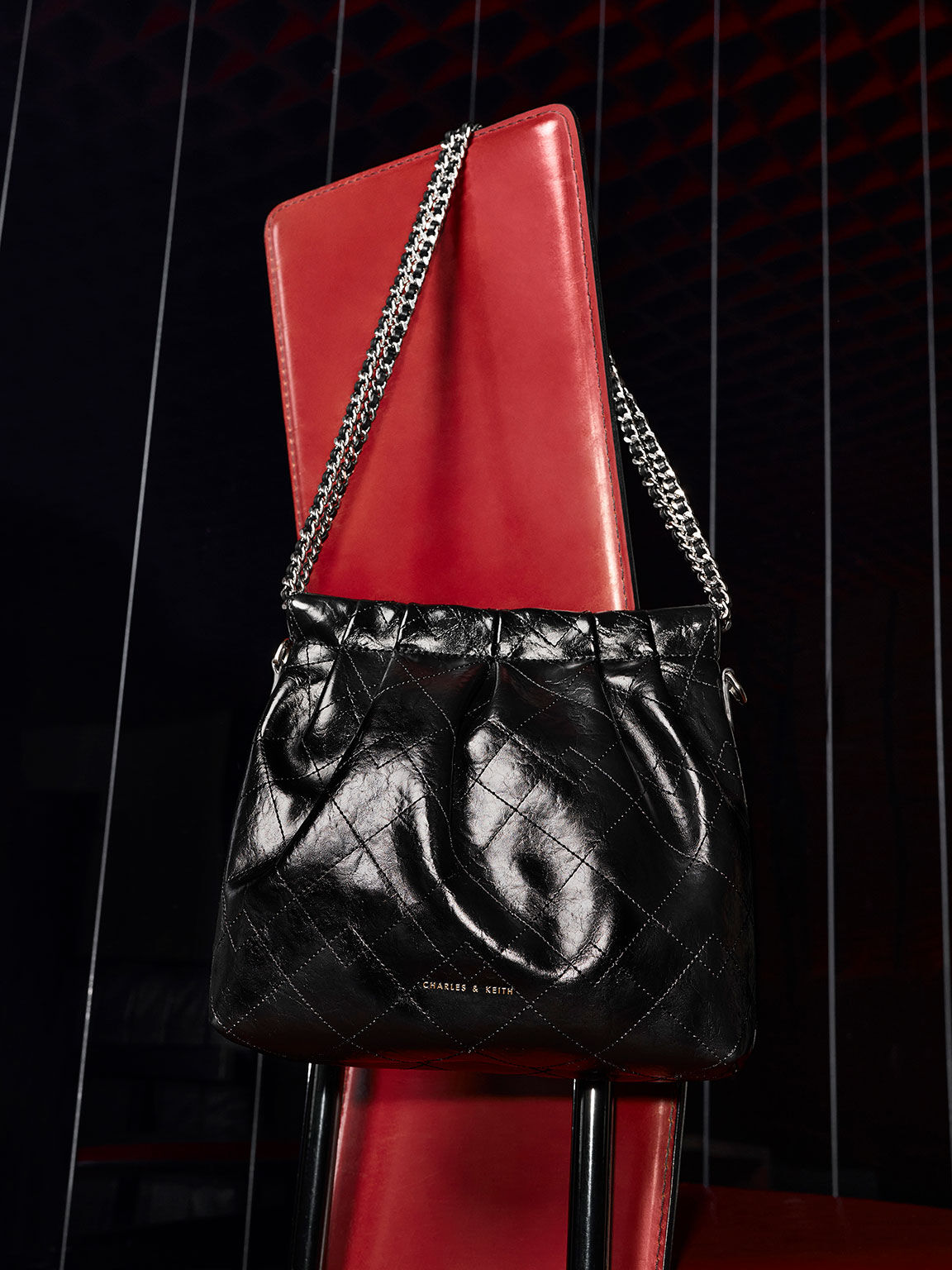 Buy Black Leather Quilted Chain Shoulder Bag from Next USA