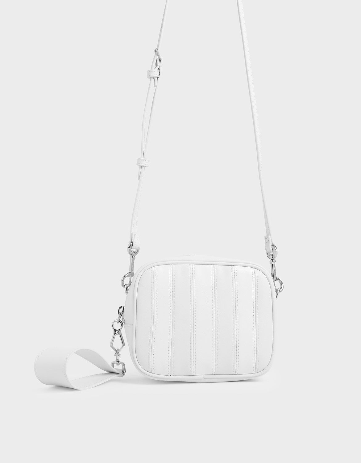 White Leather Mini Crossbody Bag 