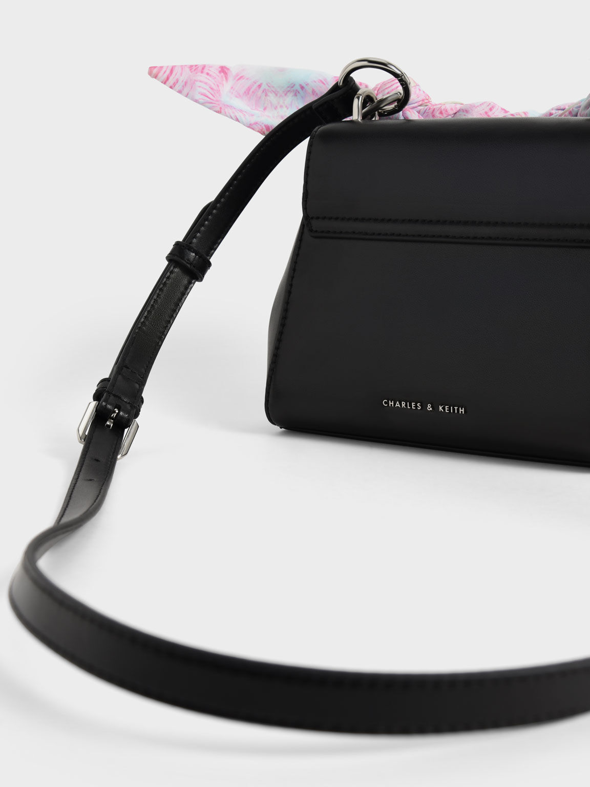 Black Scarf-Wrapped Top Handle Bag - CHARLES & KEITH UK