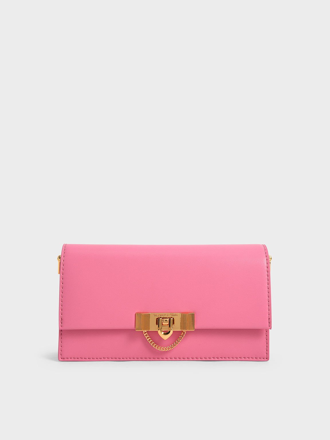 Tallulah Metallic Push-Lock Wallet, Pink, hi-res