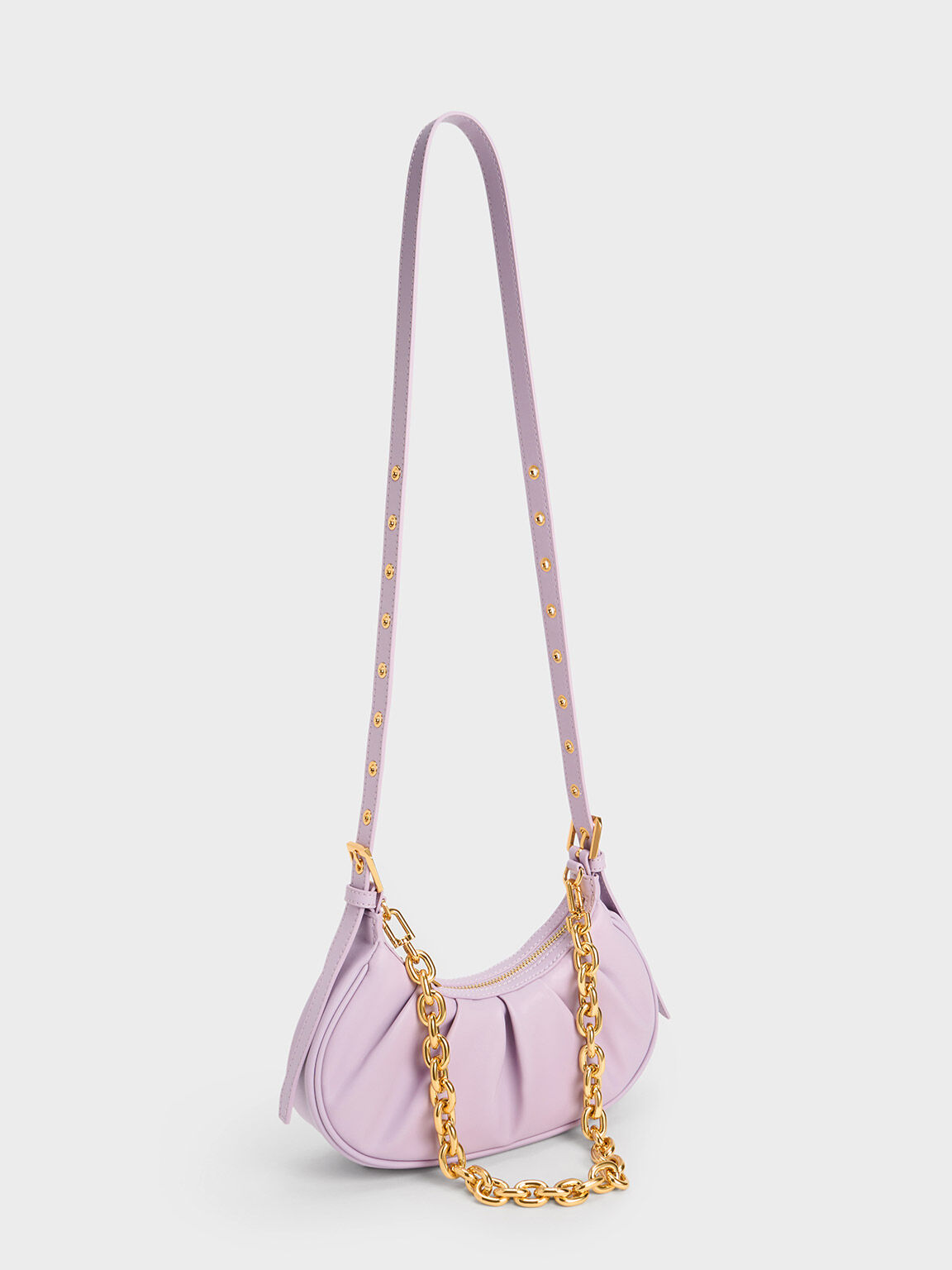Lilac Duo Ruched Shoulder Bag - CHARLES & KEITH TW