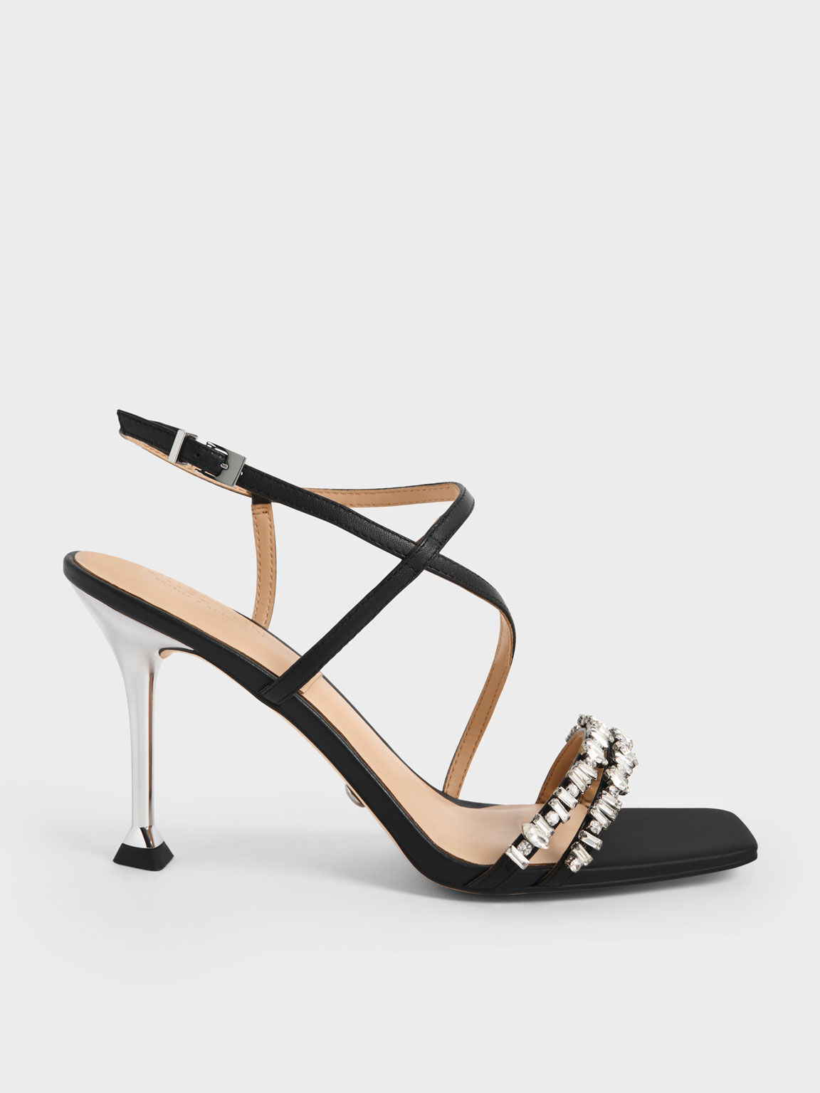 Charles & Keith Heart Heel Strappy Sandals in Blue