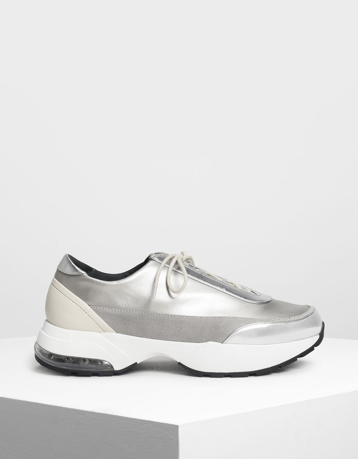 Silver Chunky Sneakers | CHARLES \u0026 KEITH HK
