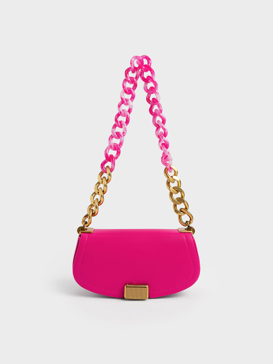 Sonnet Two-Tone Chain Handle Shoulder Bag, Fuchsia, hi-res