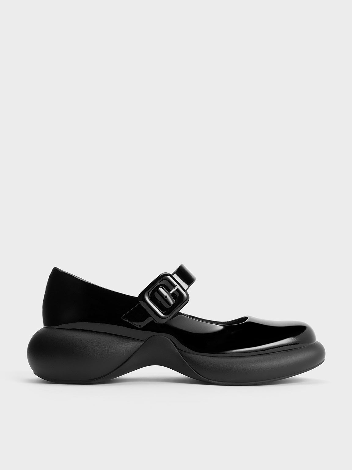 Black Hallie Patent Leather Mary Janes - CHARLES & KEITH SG