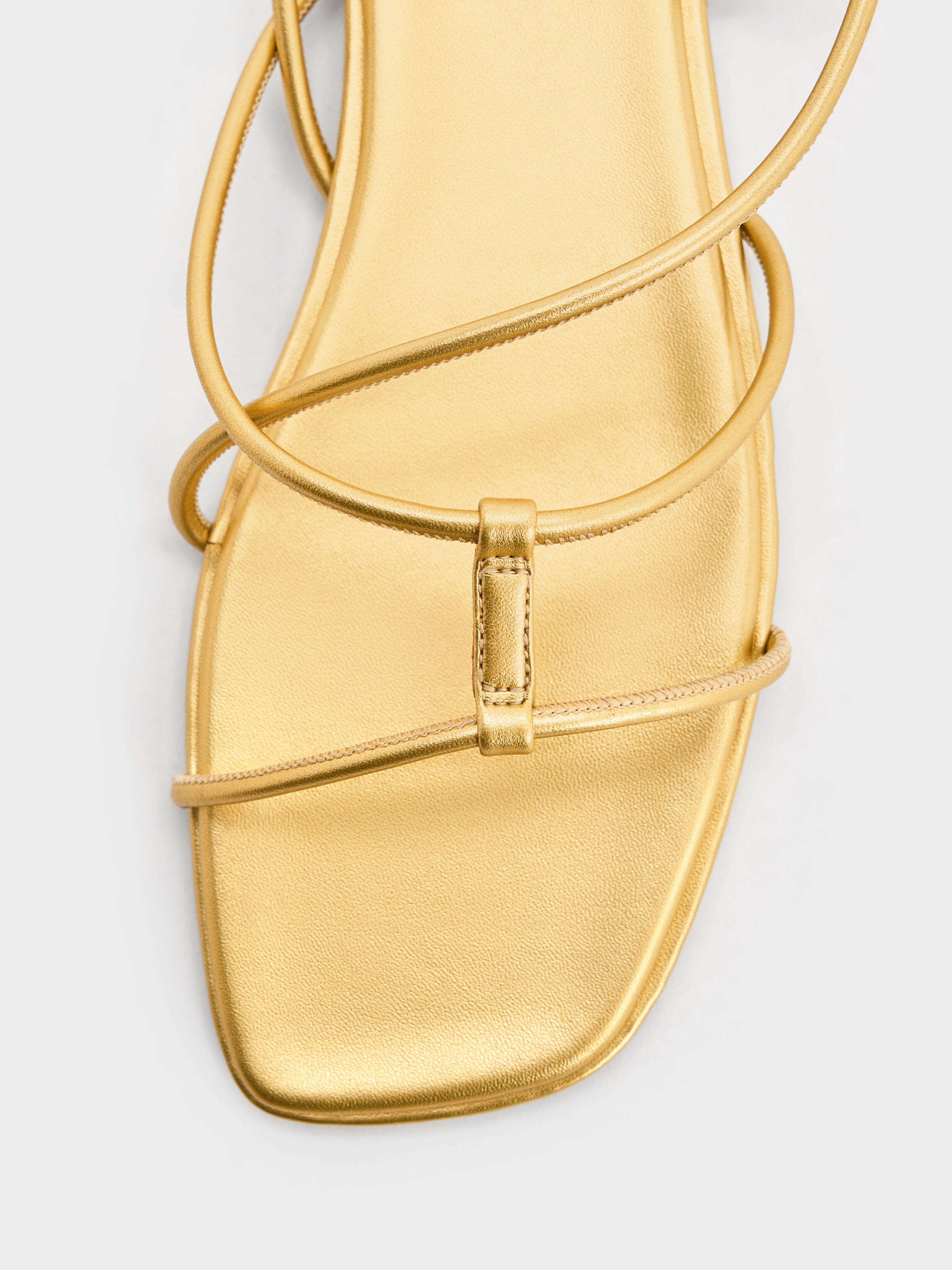 Square-Toe Strappy Sandals, Gold, hi-res