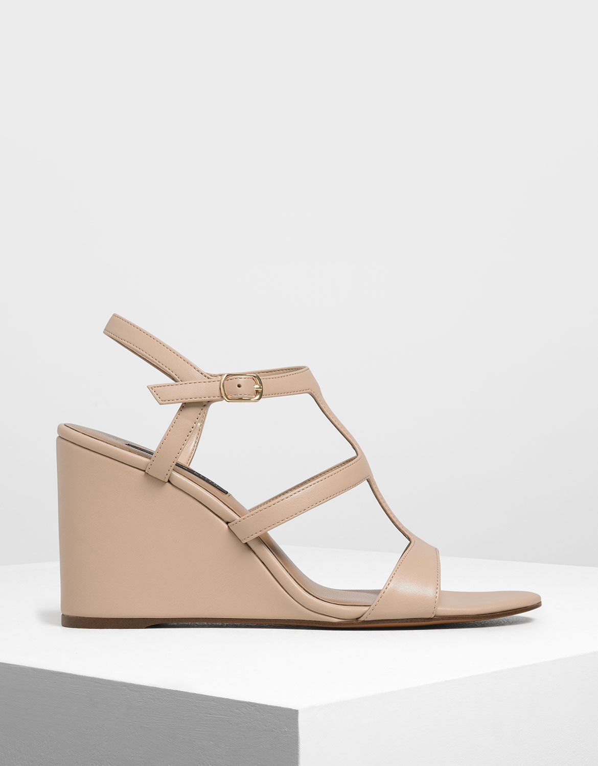 Nude Strappy Wedges | CHARLES \u0026 KEITH KH