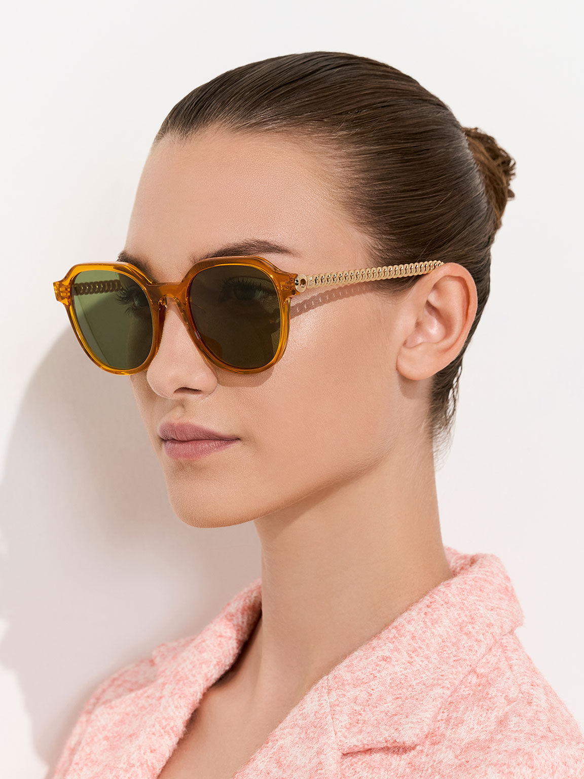 Orange Recycled Acetate Chain-Link Sunglasses - CHARLES & KEITH US