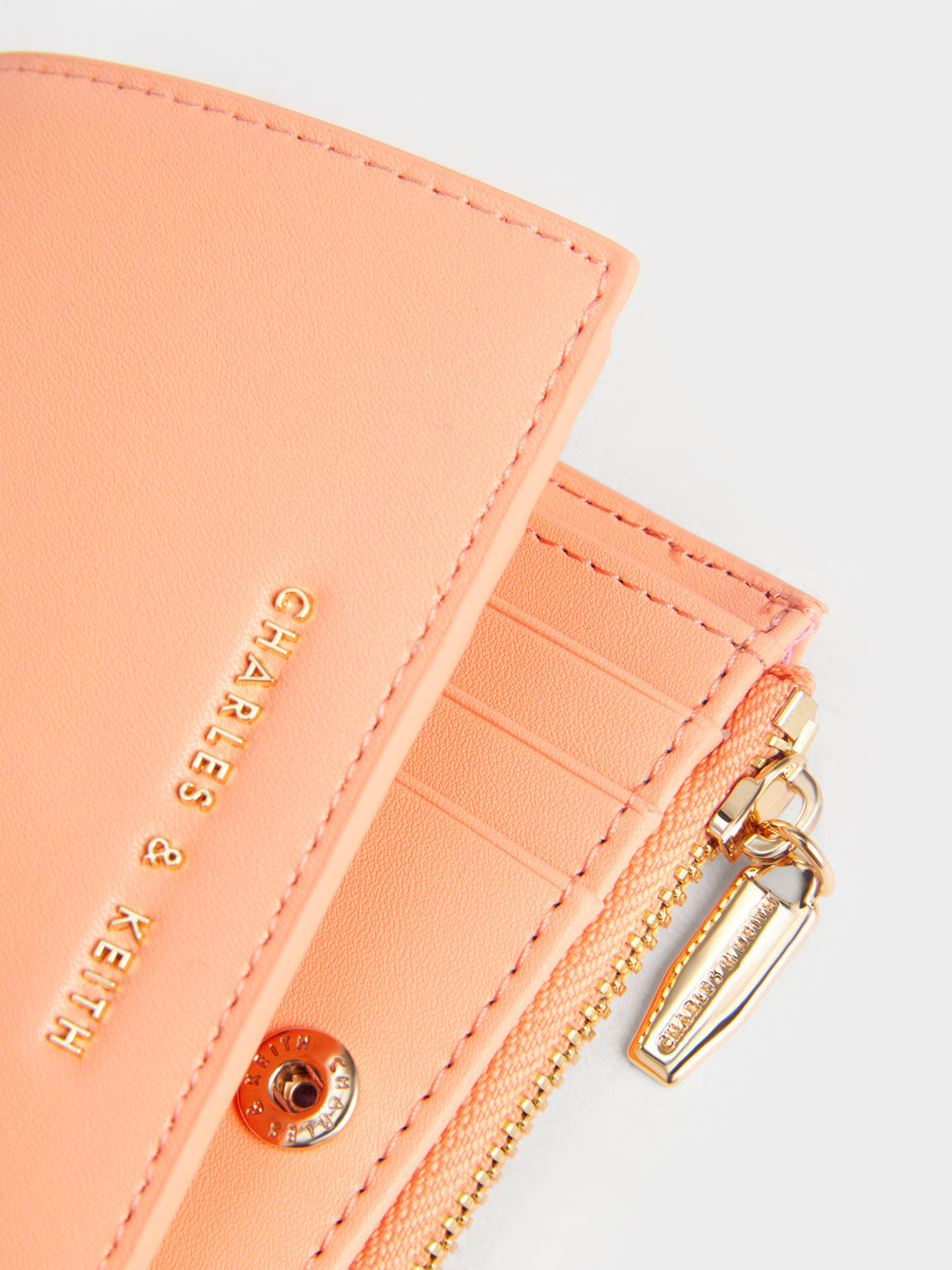 Orange Mini Petty Unisex Zipper Leather Wallet Small Orange Wallet