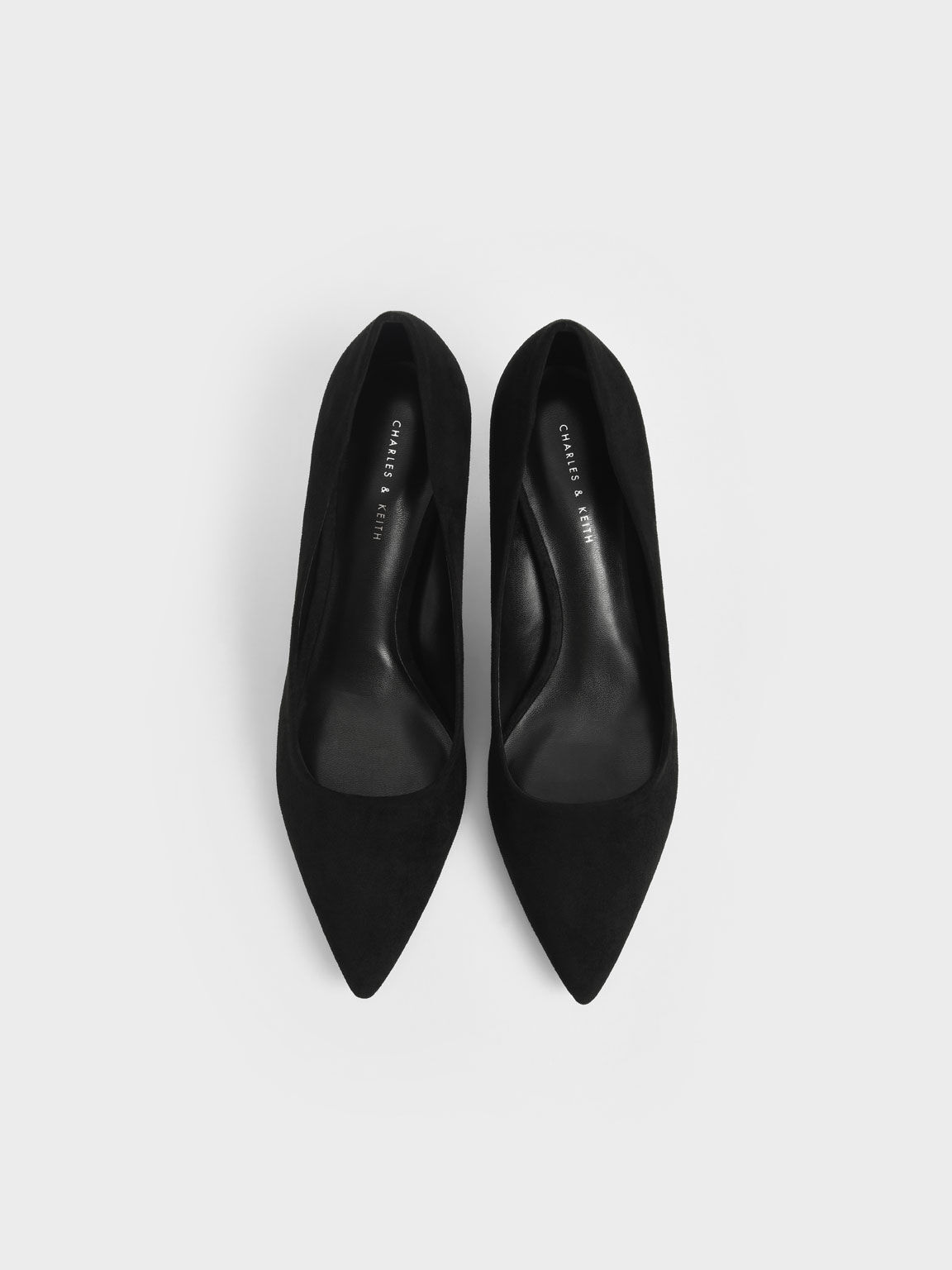 Black Metallic Sculptural Heel Textured Pumps - CHARLES & KEITH US