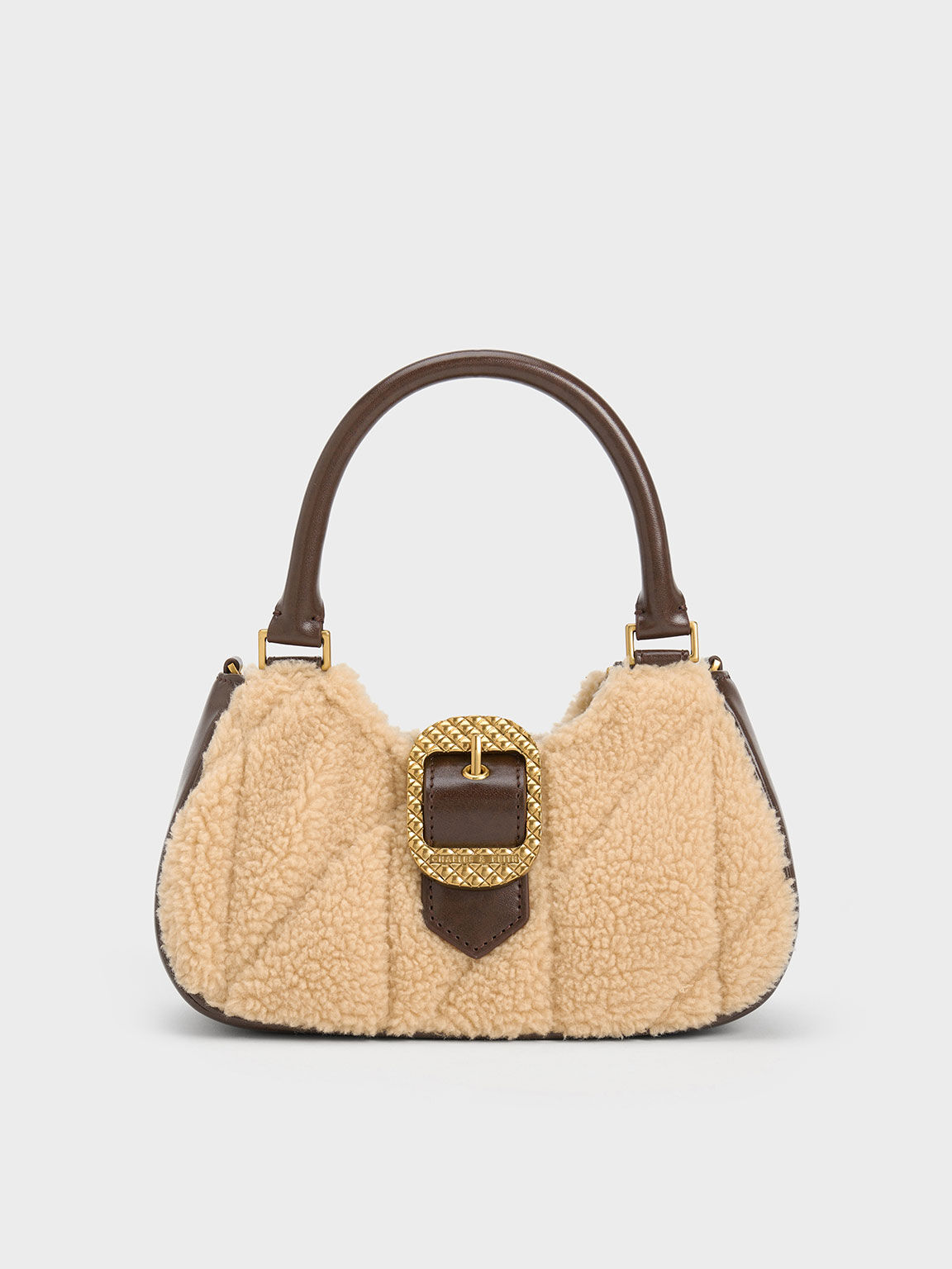 Avis Quilted-Fur Belted Top Handle Bag, Multi, hi-res