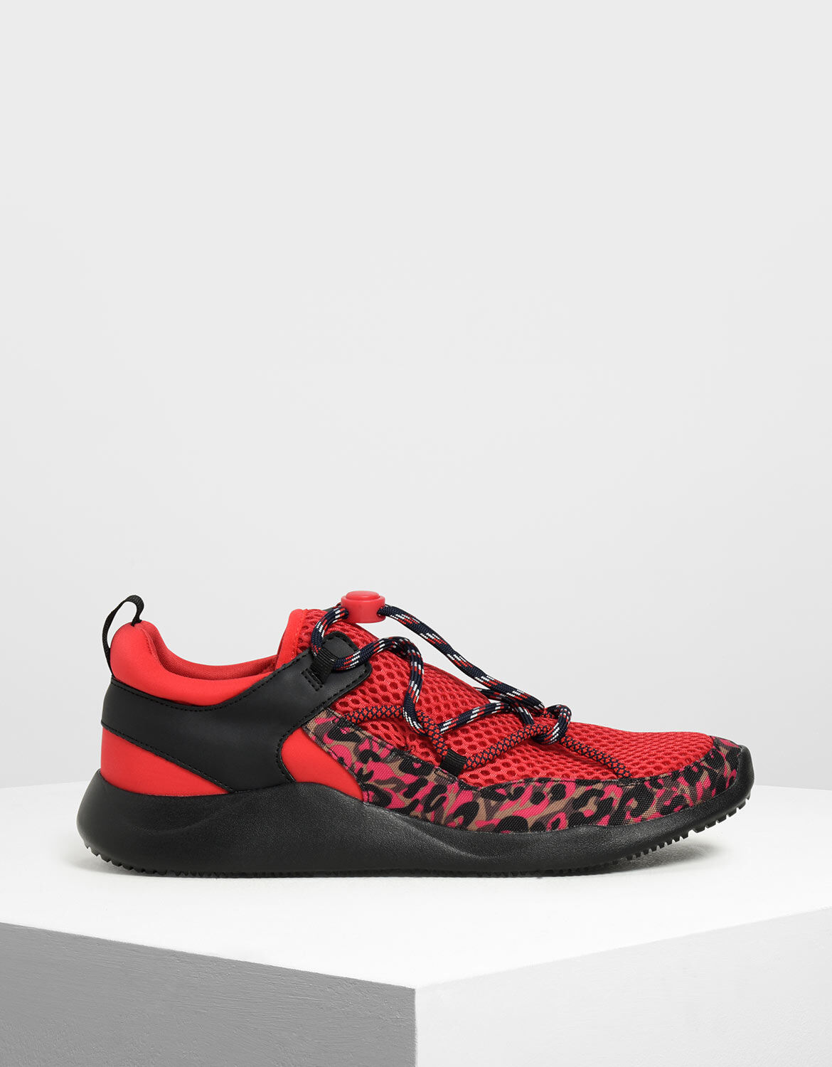 Red Drawstring Mesh Sneakers | CHARLES 