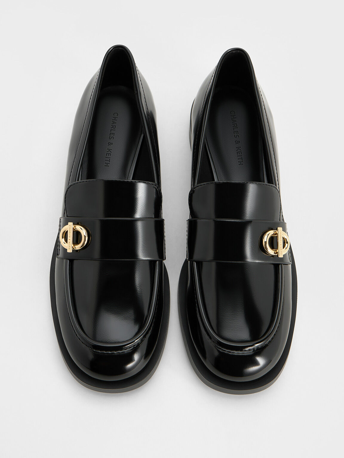 Metallic-Accent Loafers, Black Box, hi-res