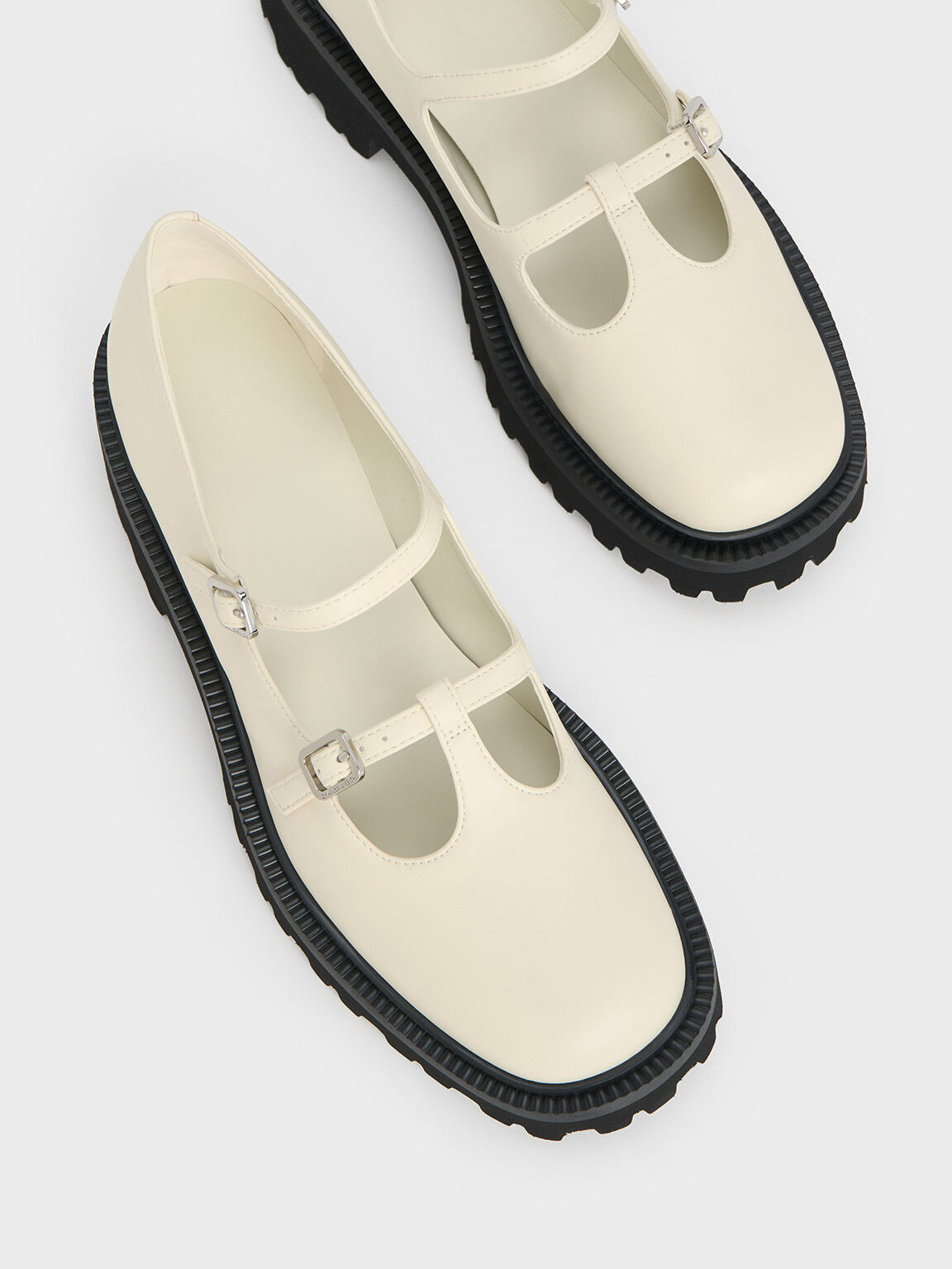 Chalk Toe-Cap Quilted Mary Janes - CHARLES & KEITH ID