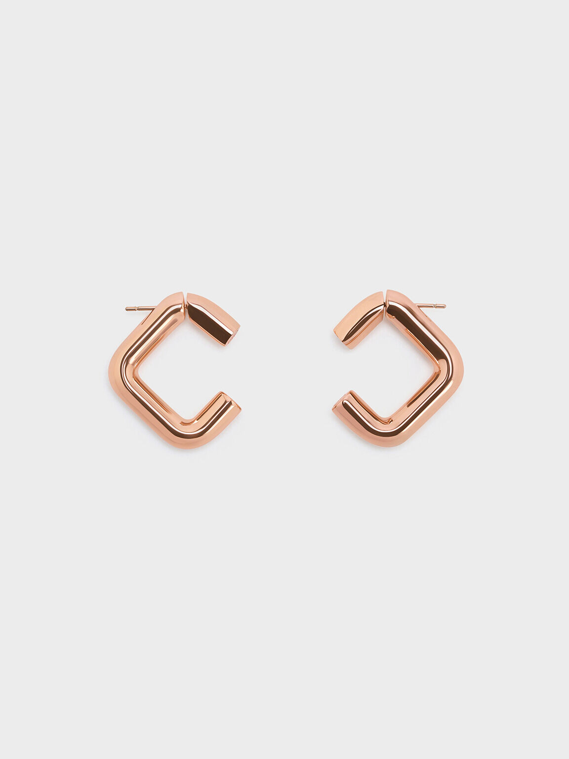 Angular Hoop Earrings, Rose Gold, hi-res