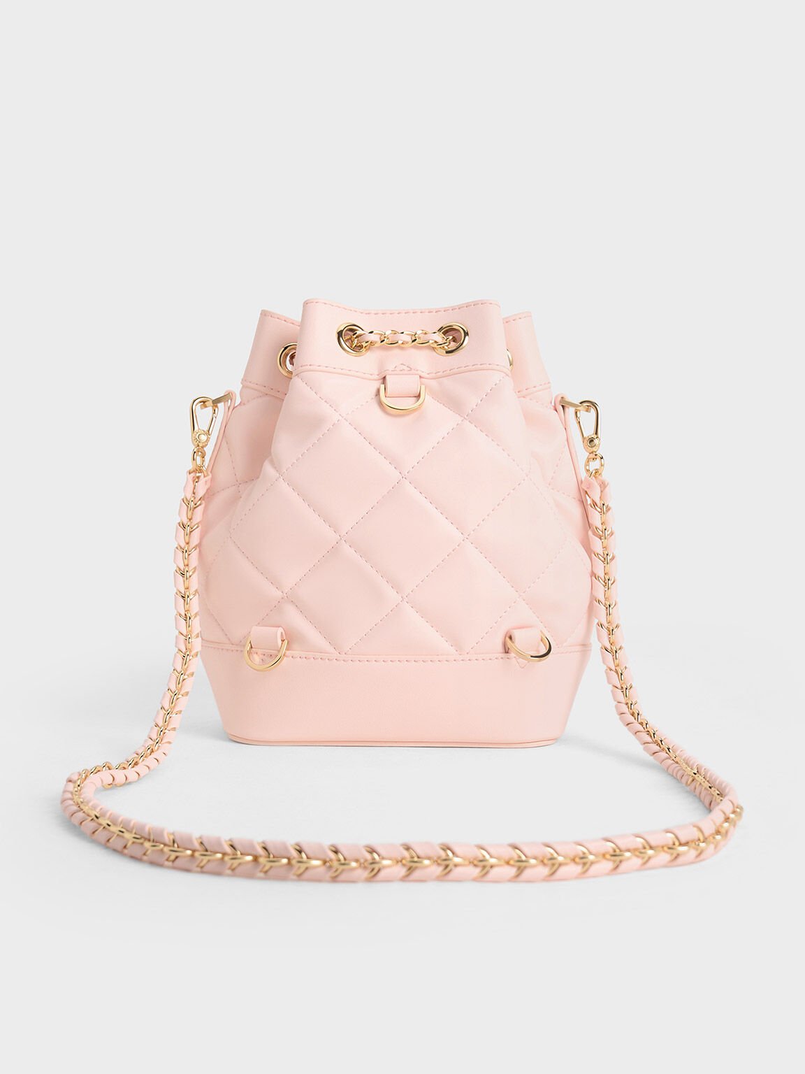 Quilted Two-Way Bucket Bag, Light Pink, hi-res