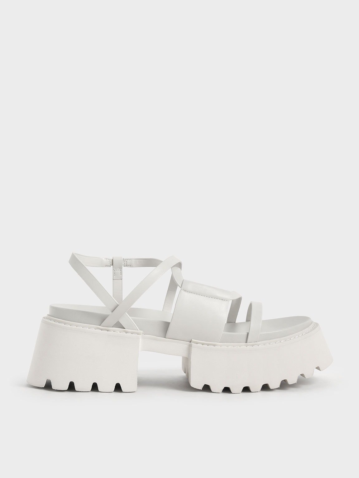 Nadine Strappy Platform Sandals, White, hi-res