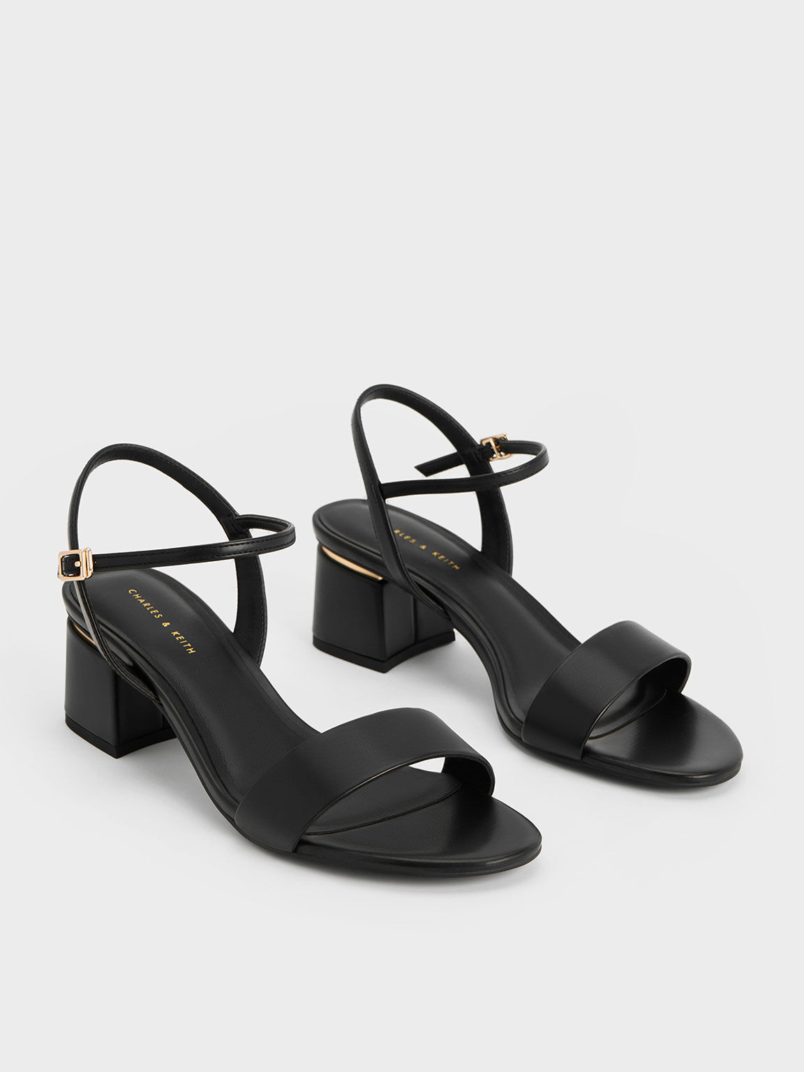 Black Crossover Platform Heeled Sandals - CHARLES & KEITH IN