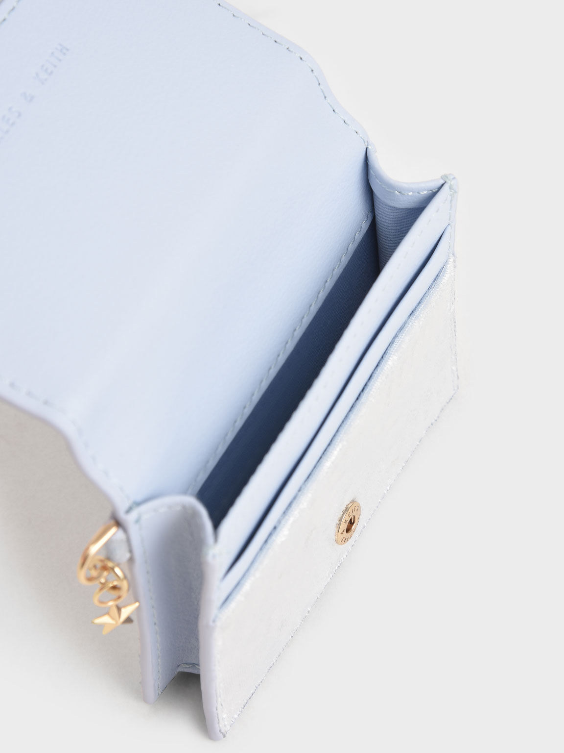 Velvet Embellished Card Holder - Light Blue