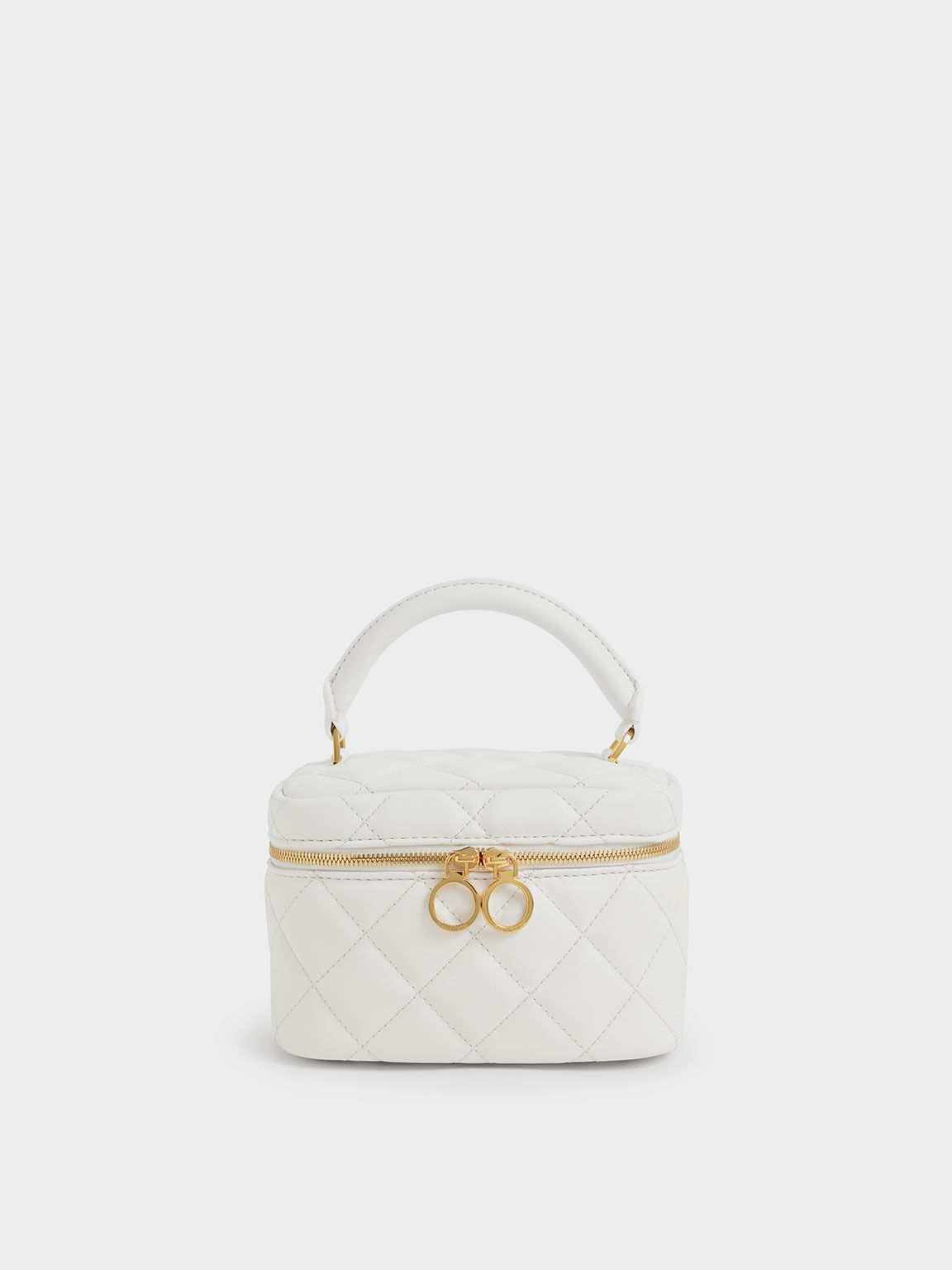 Quilted Two-Way Zip Mini Bag - White