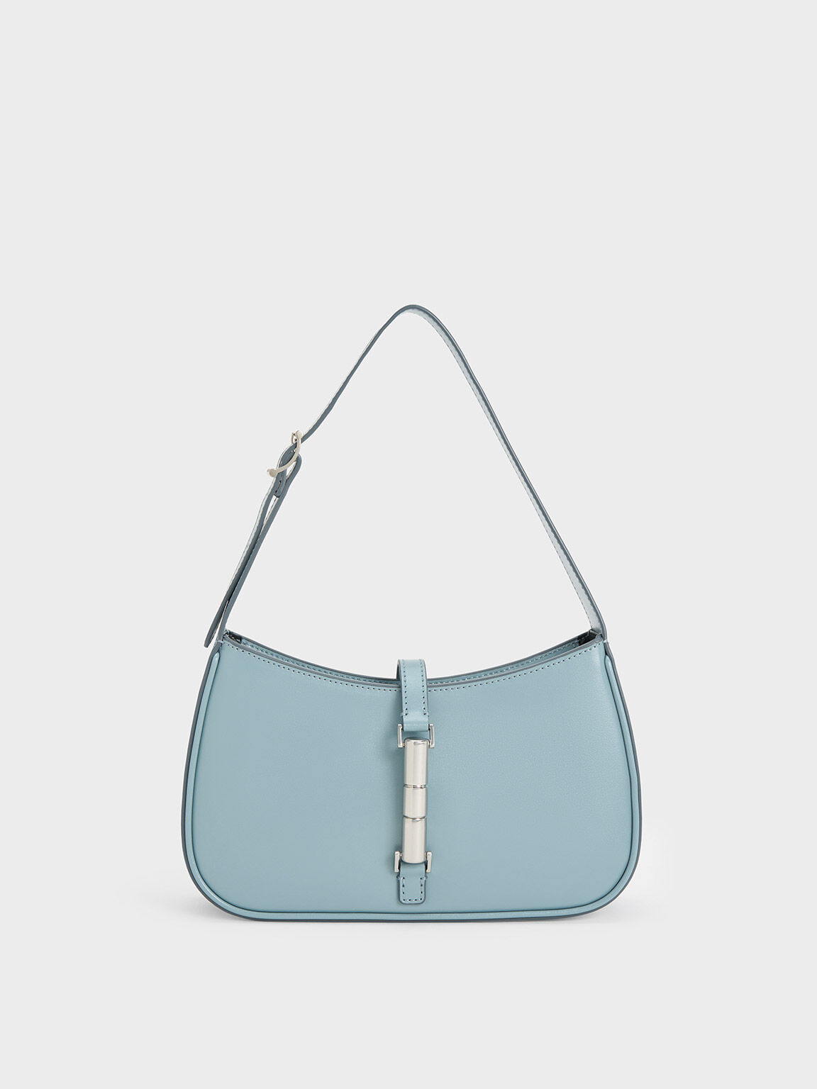 Slate Blue Cesia Metallic Accent Shoulder Bag - CHARLES & KEITH US