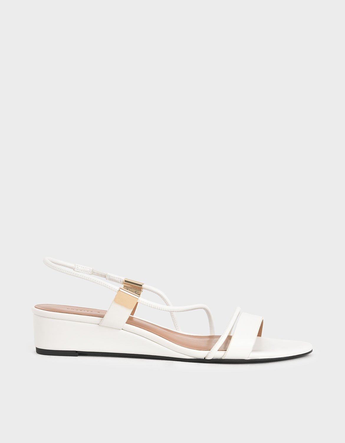 White Strappy Slingback Wedges 