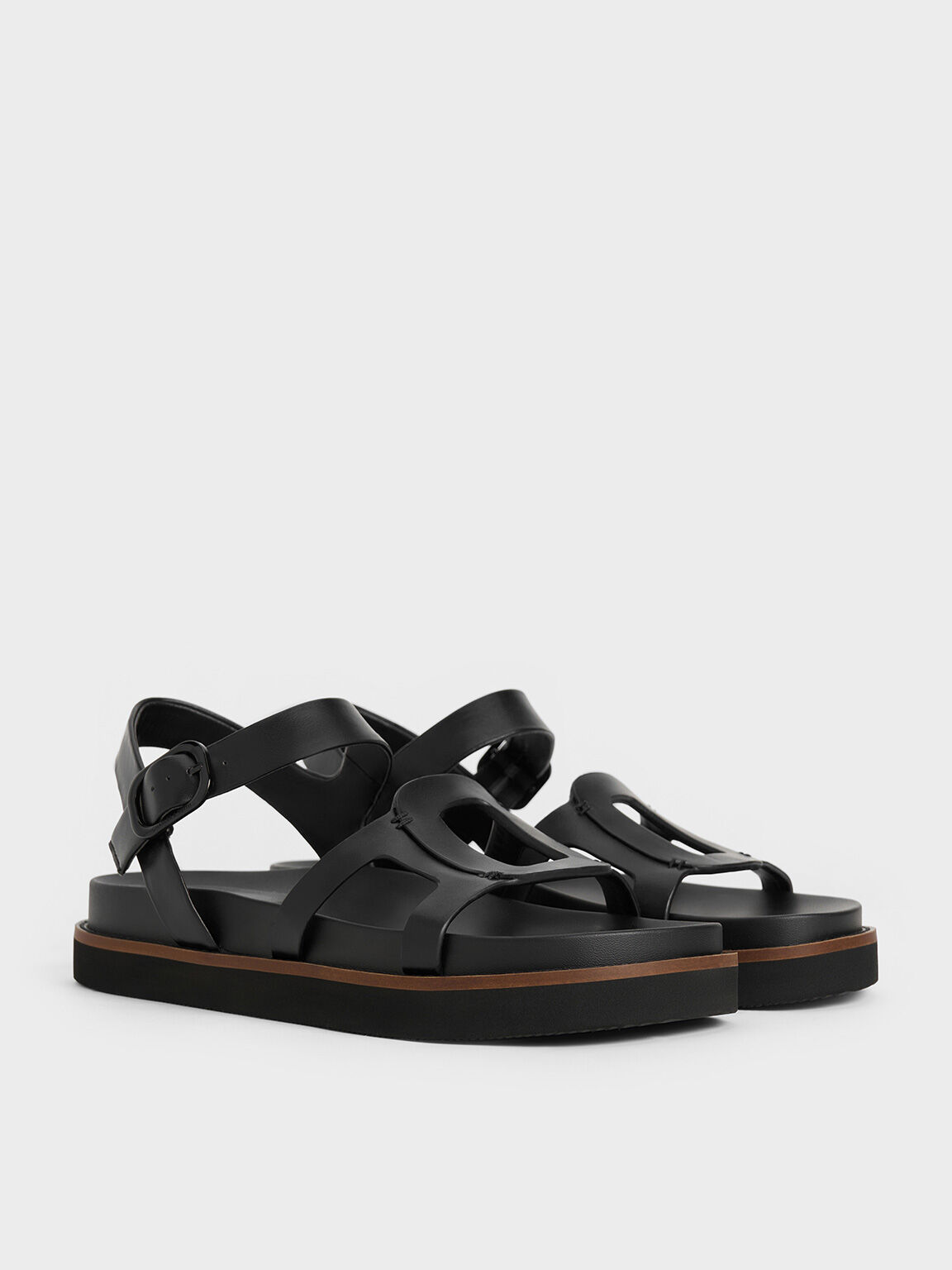 Easley Cut-Out Buckled Sandals, Black, hi-res