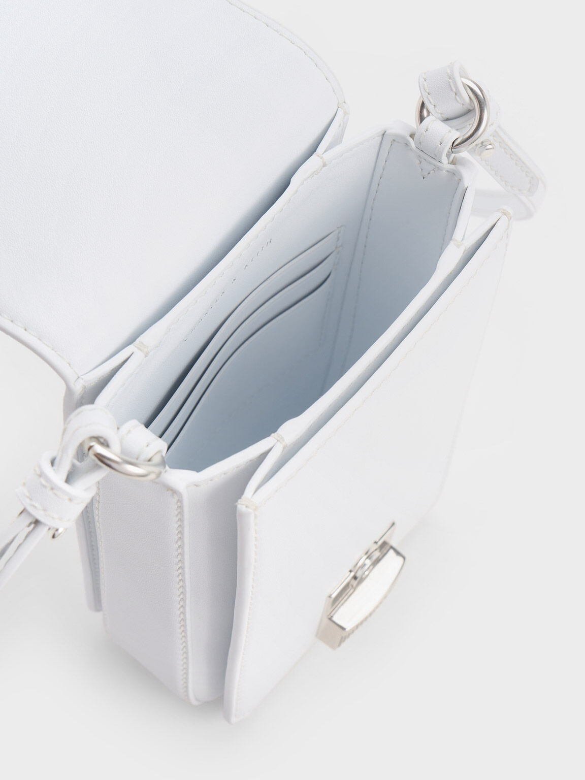 Kalinda Metallic Accent Phone Pouch - White