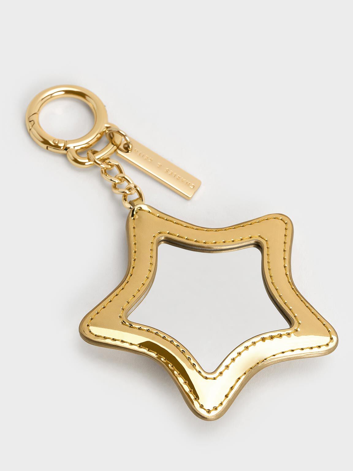 Metallic Star Mirror Charm, Gold, hi-res