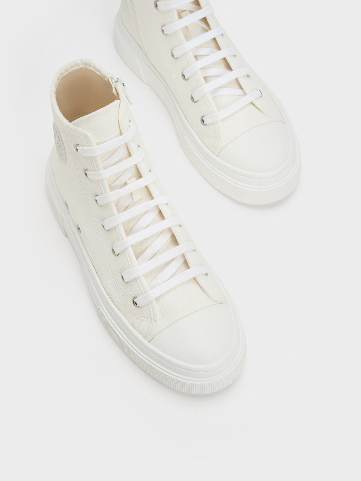 Kay Canvas High-Top Sneakers, White, hi-res