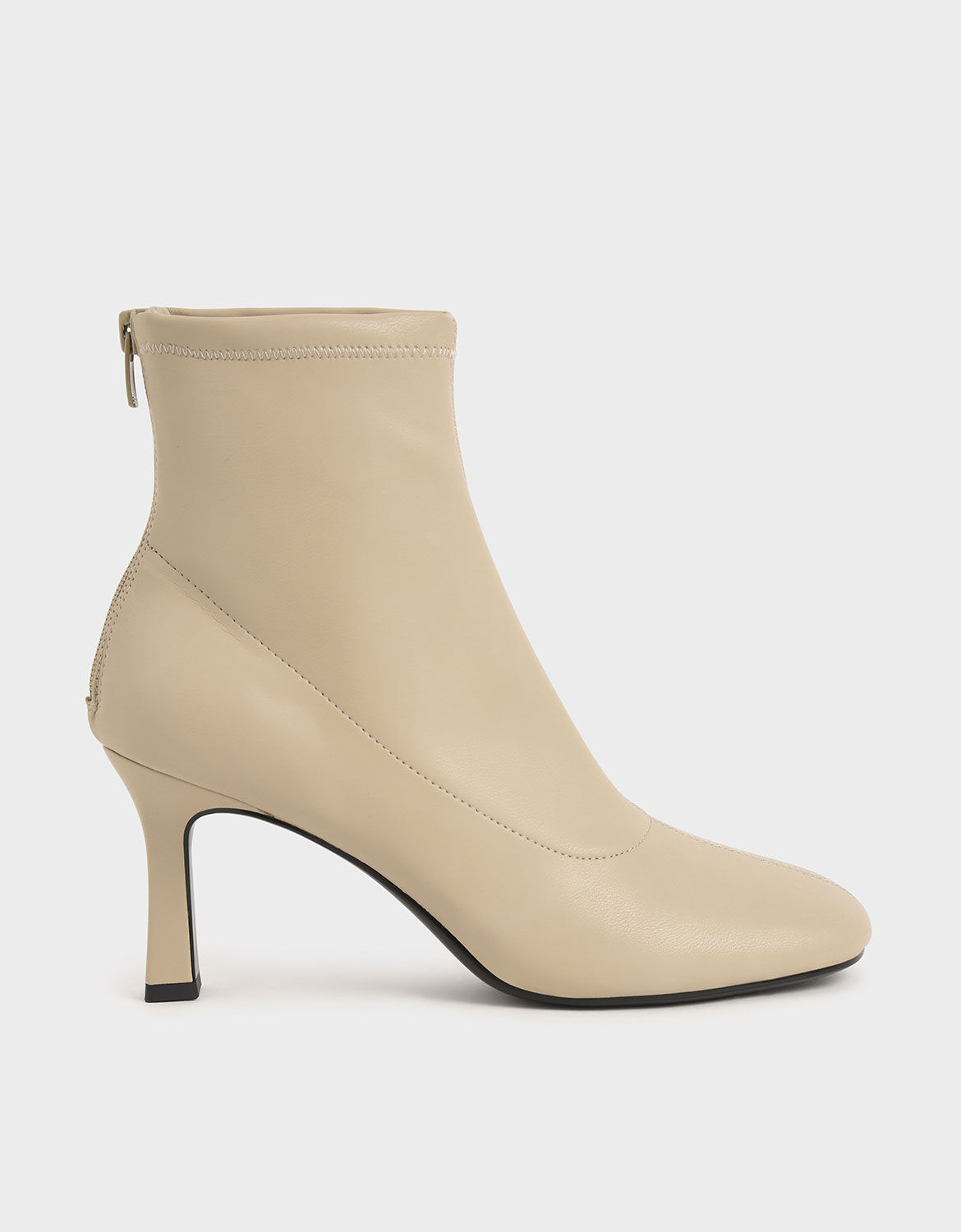 beige kitten heel ankle boots