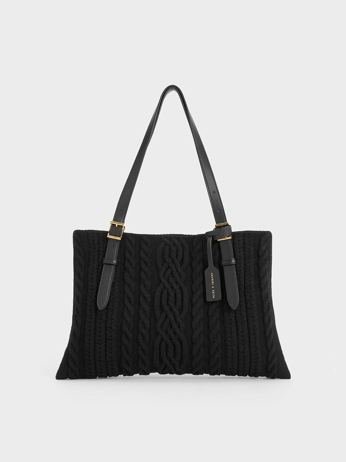 Black Apolline Textured Tote Bag - CHARLES & KEITH MY