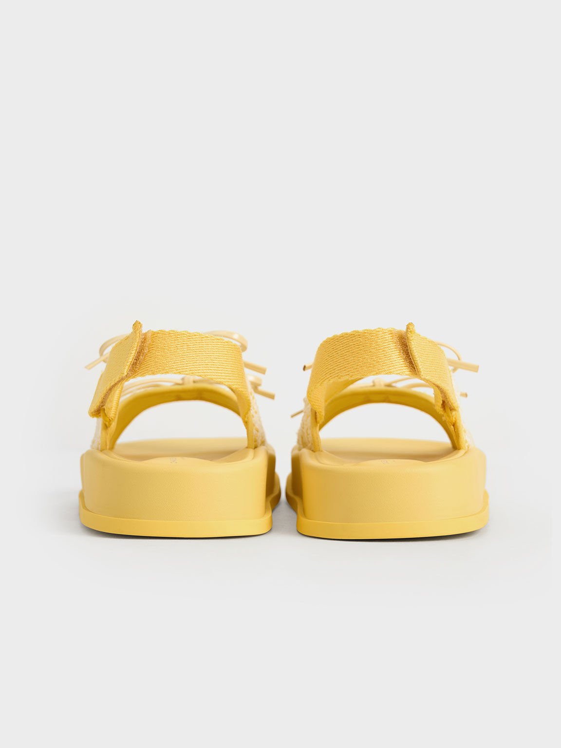 Girls' Houndstooth Double Bow Sandals, Yellow, hi-res