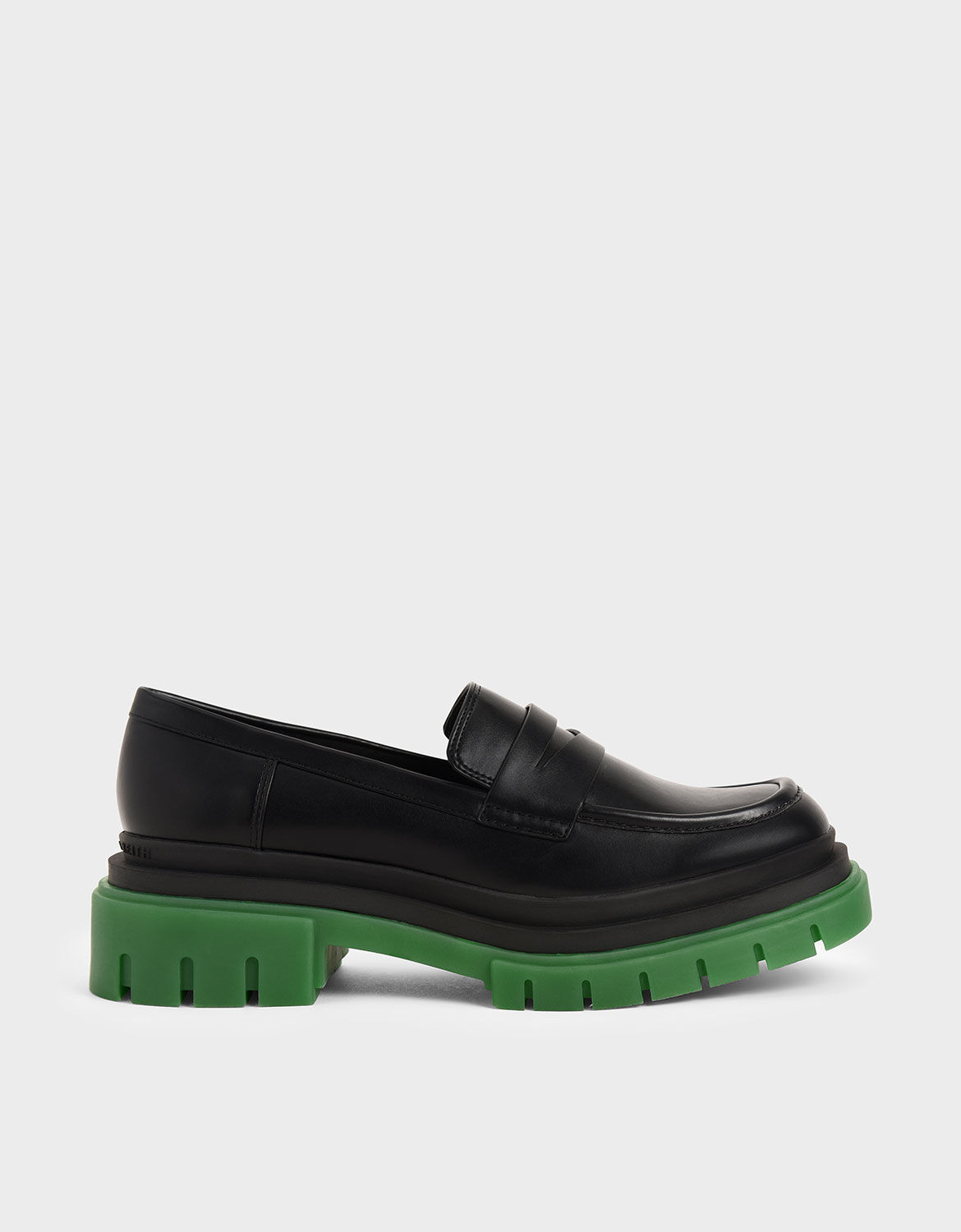 Black Chunky Sole Penny Loafers 