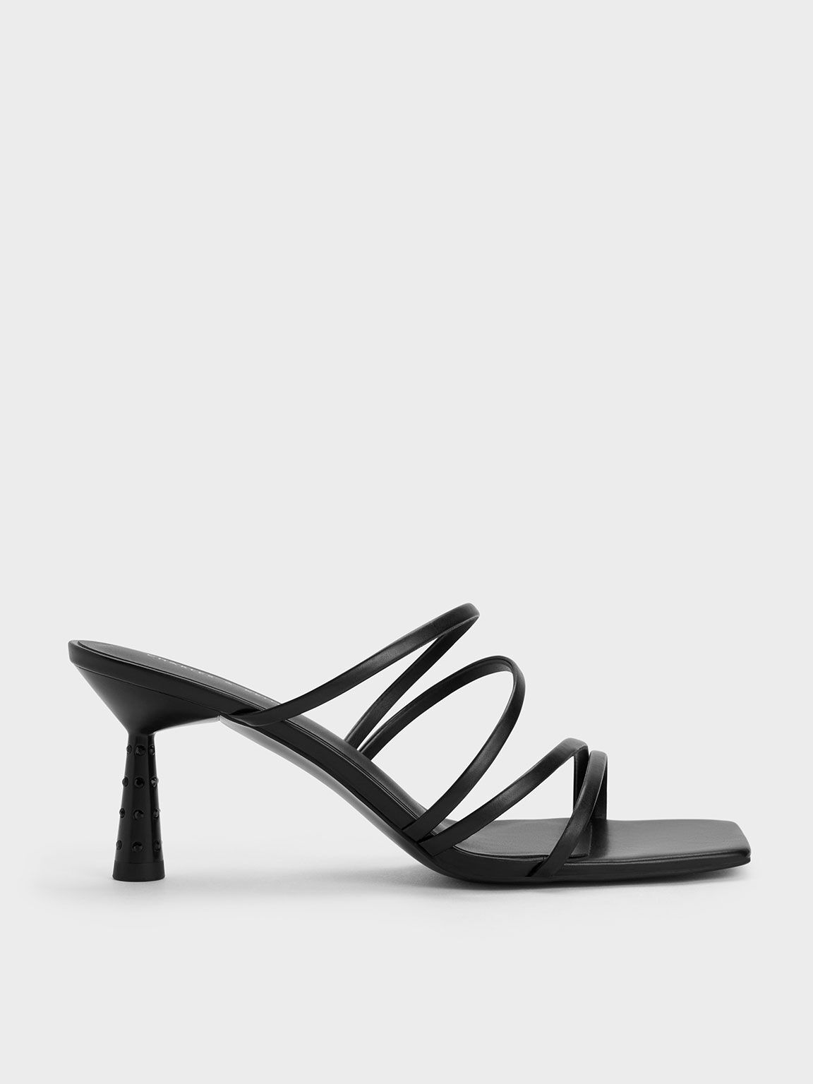 Black Embellished Cone Heel Sandals - CHARLES & KEITH US