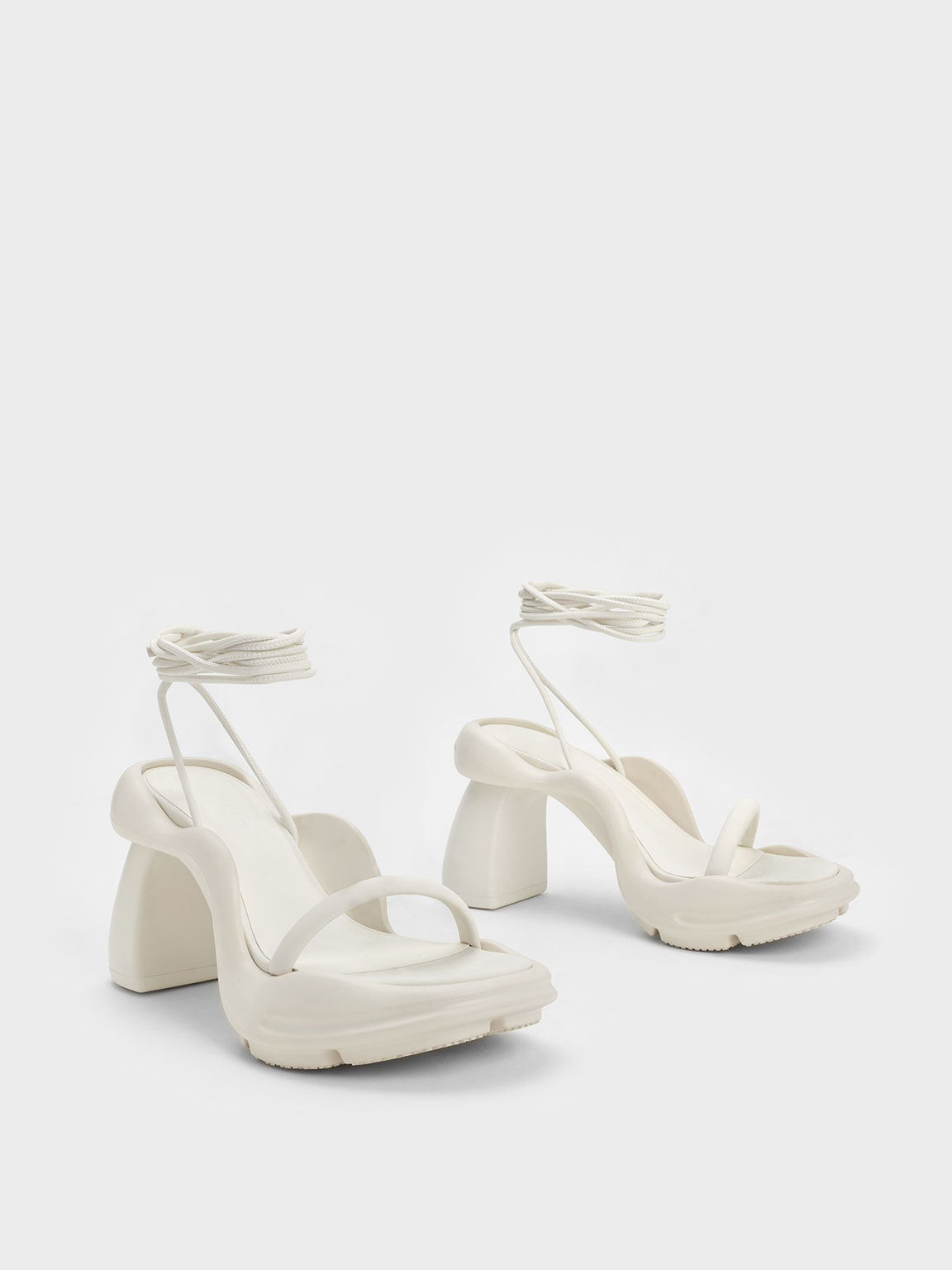 Cream Leila Tie-Around Sculptural Sandals - CHARLES & KEITH US