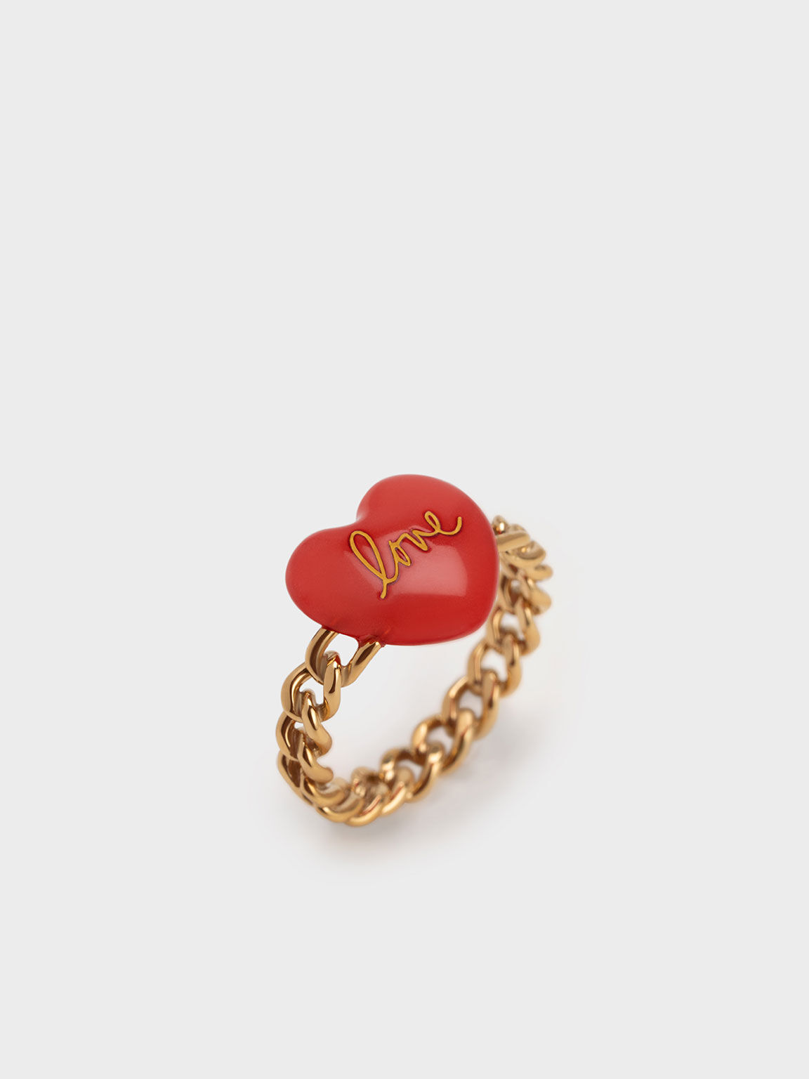 "Love" Heart Braided Ring, Red, hi-res