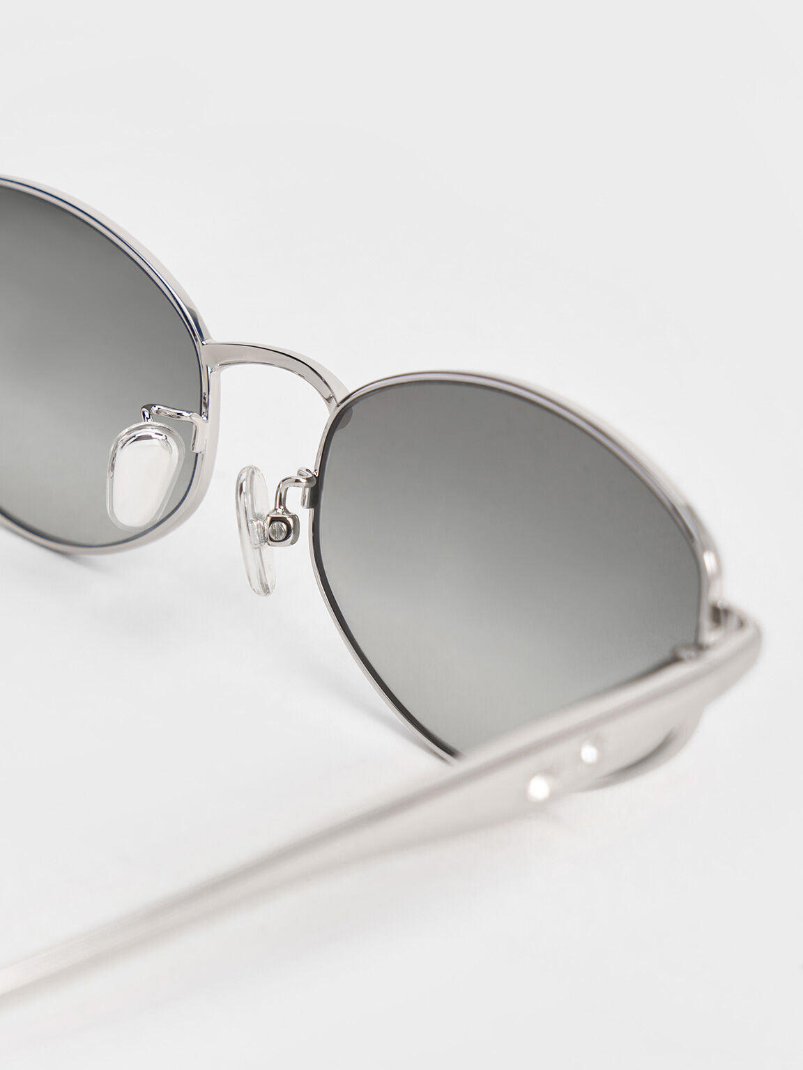 Crystal-Accent Oval Sunglasses, Silver, hi-res