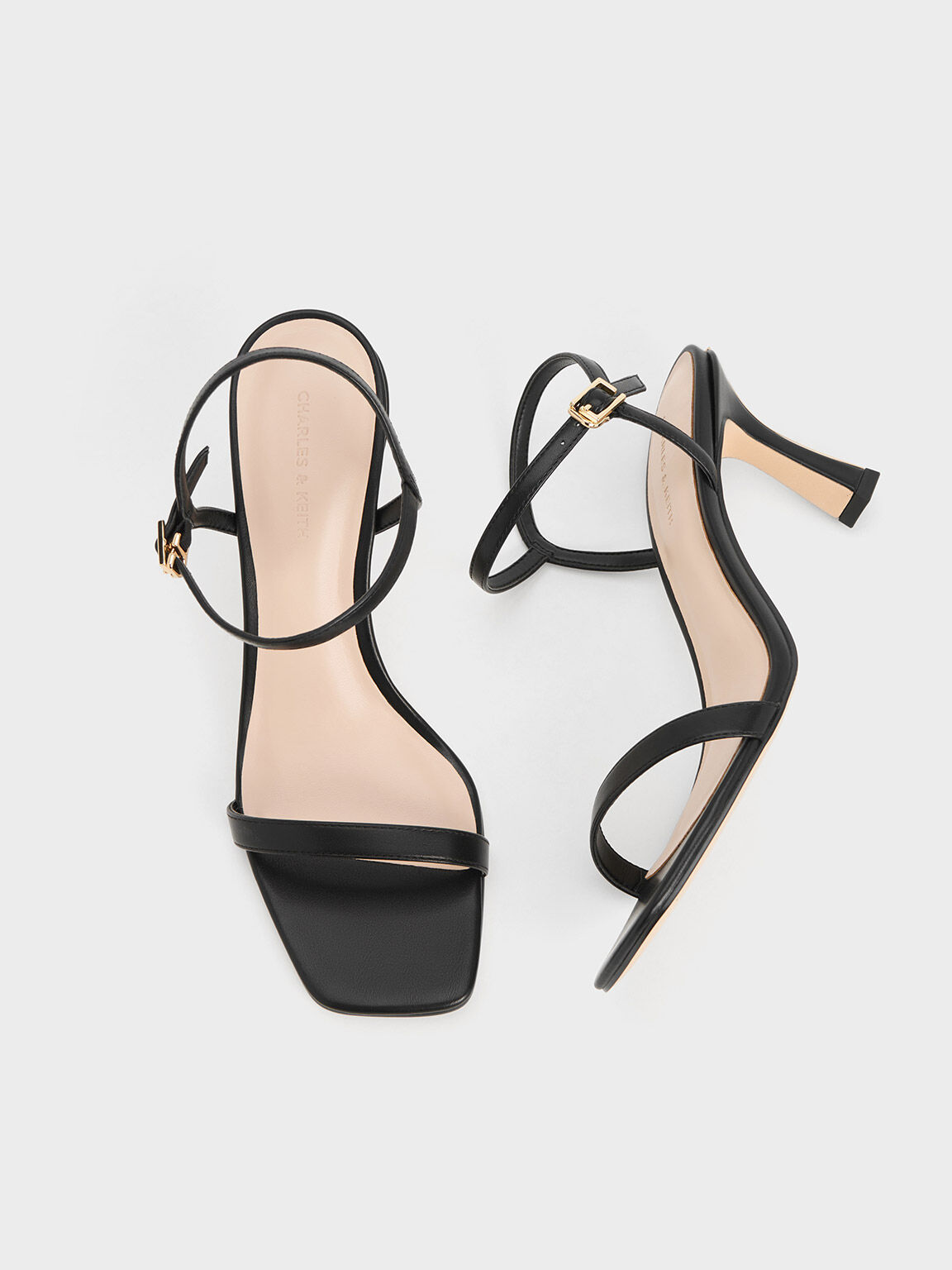 Square-Toe Heeled Sandals, Black, hi-res